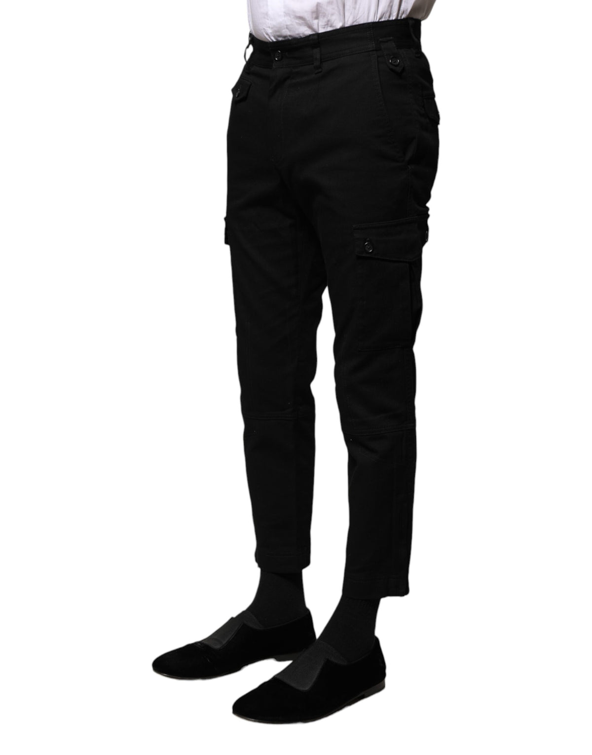 Dolce & Gabbana Black Cotton Formal Men Cropped Men's Pants (Pre-Owned)