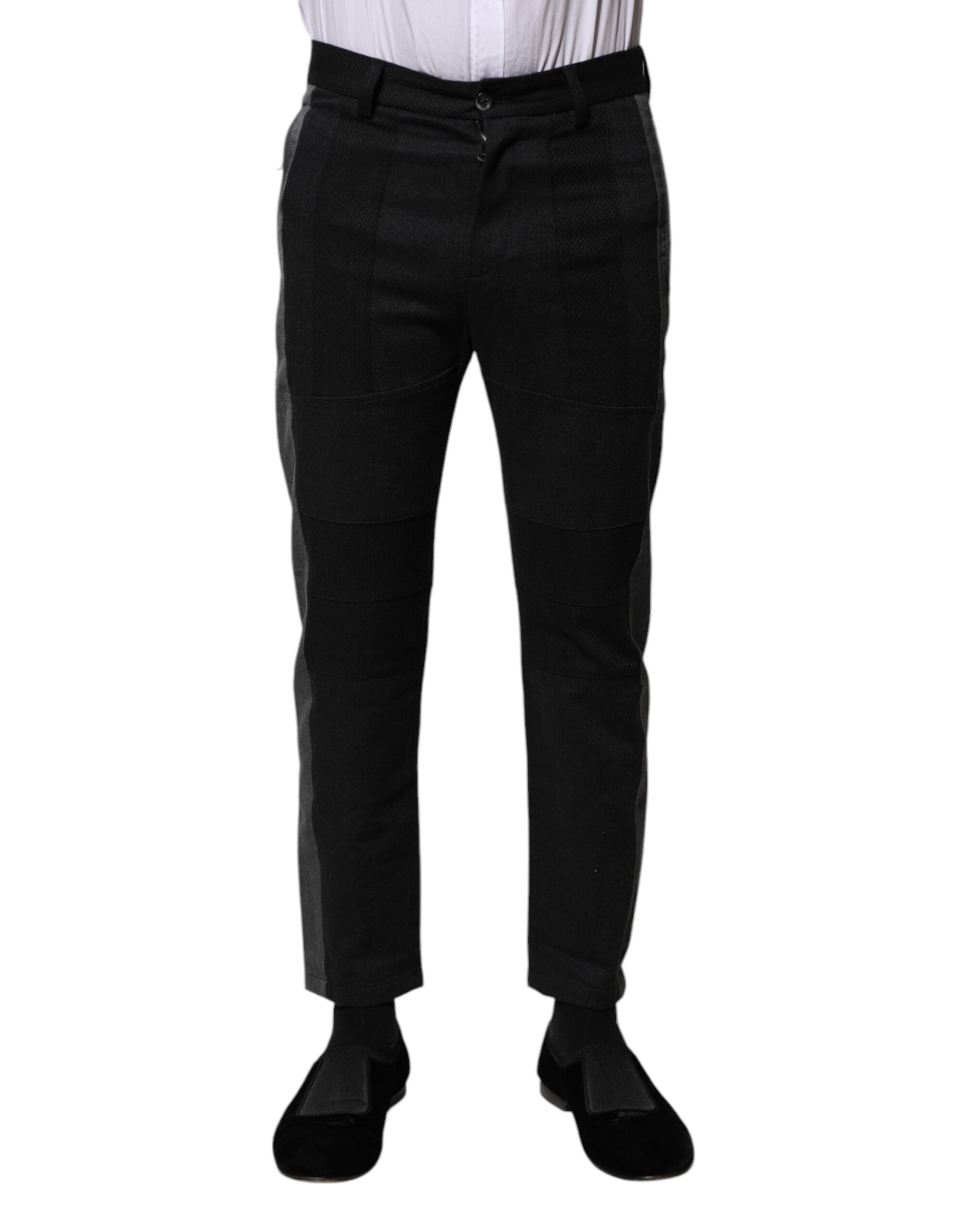 Dolce & Gabbana Black Gray Cotton Tapered Men Men's Pants