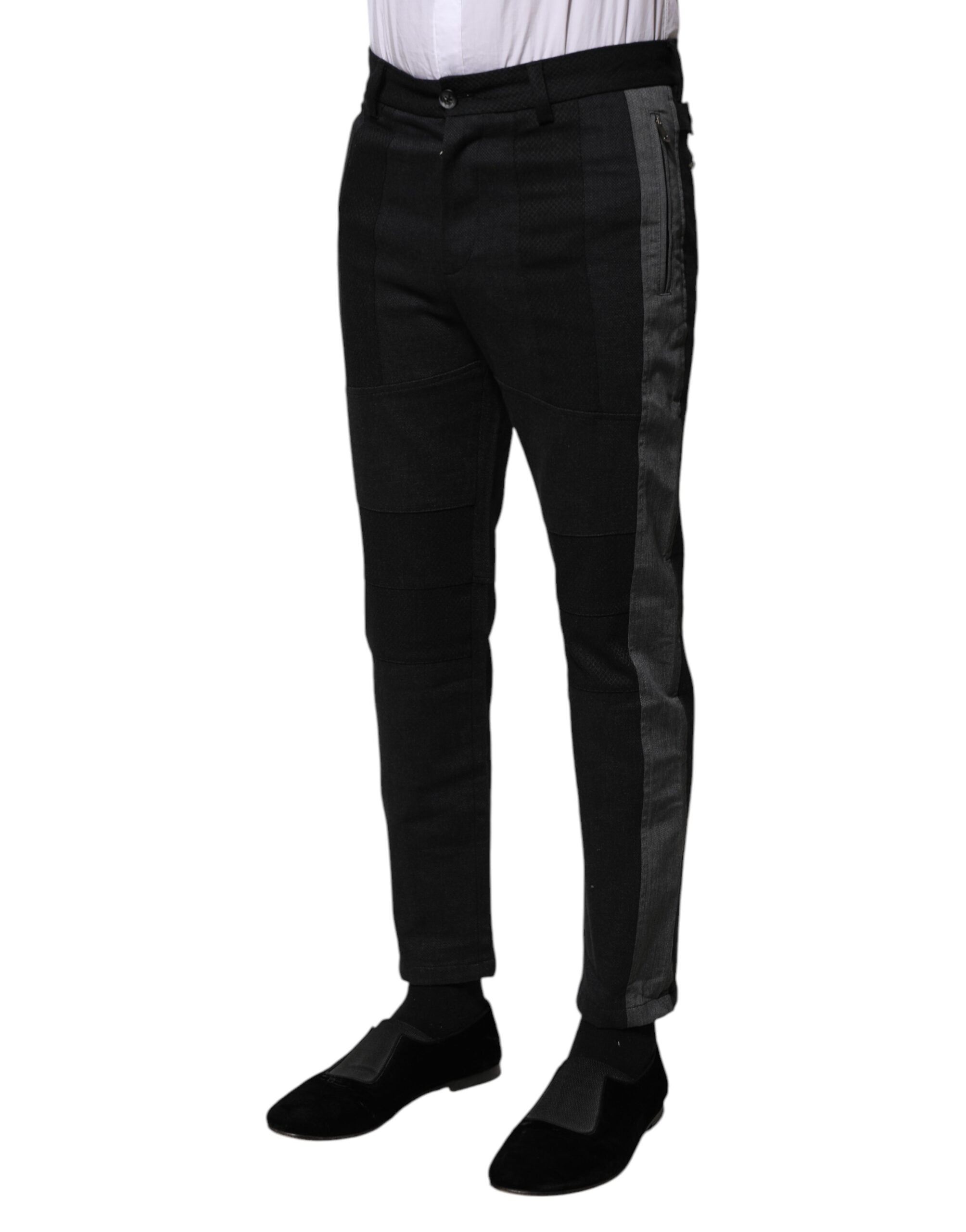 Dolce & Gabbana Black Gray Cotton Tapered Men Men's Pants