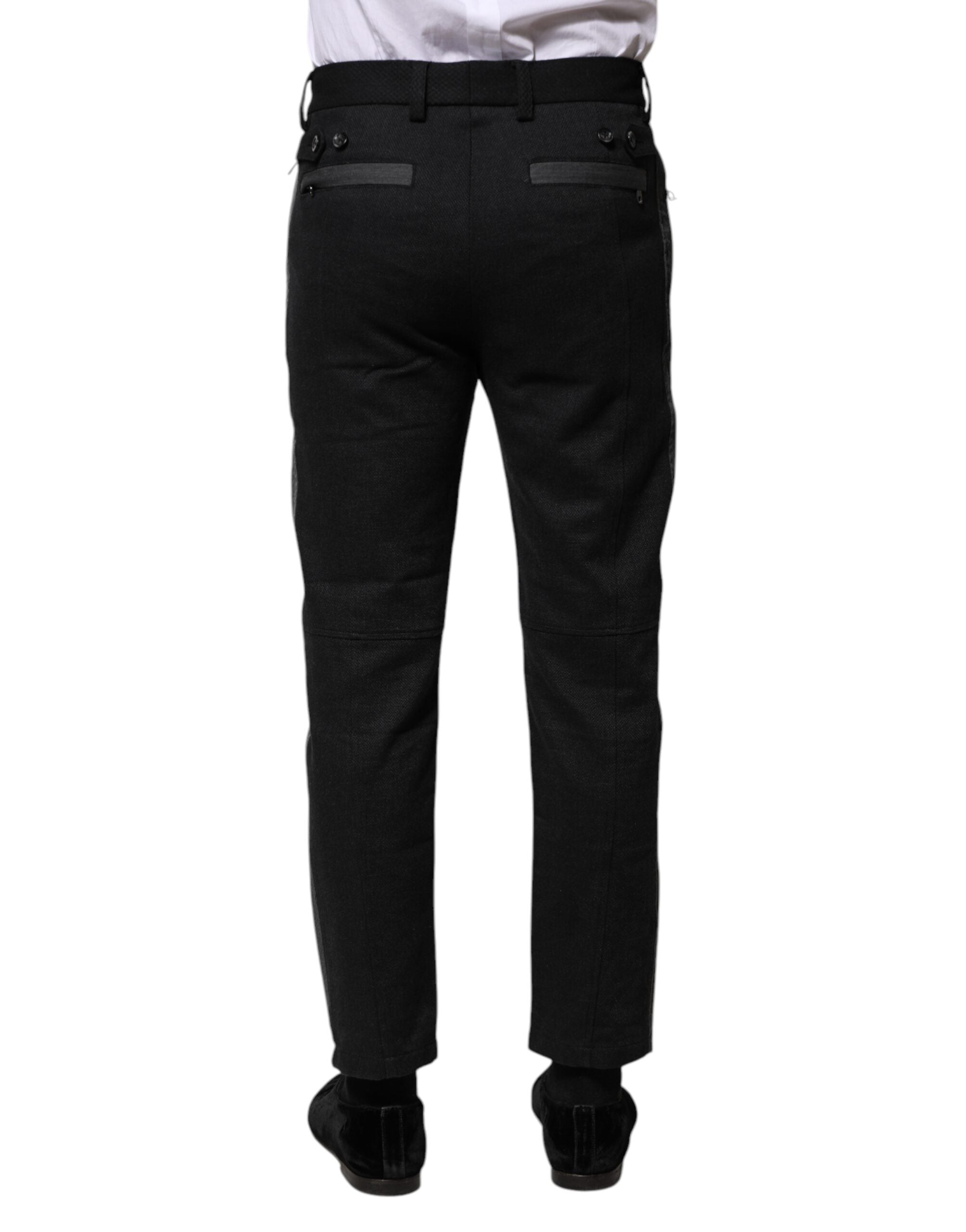 Dolce & Gabbana Black Gray Cotton Tapered Men Men's Pants