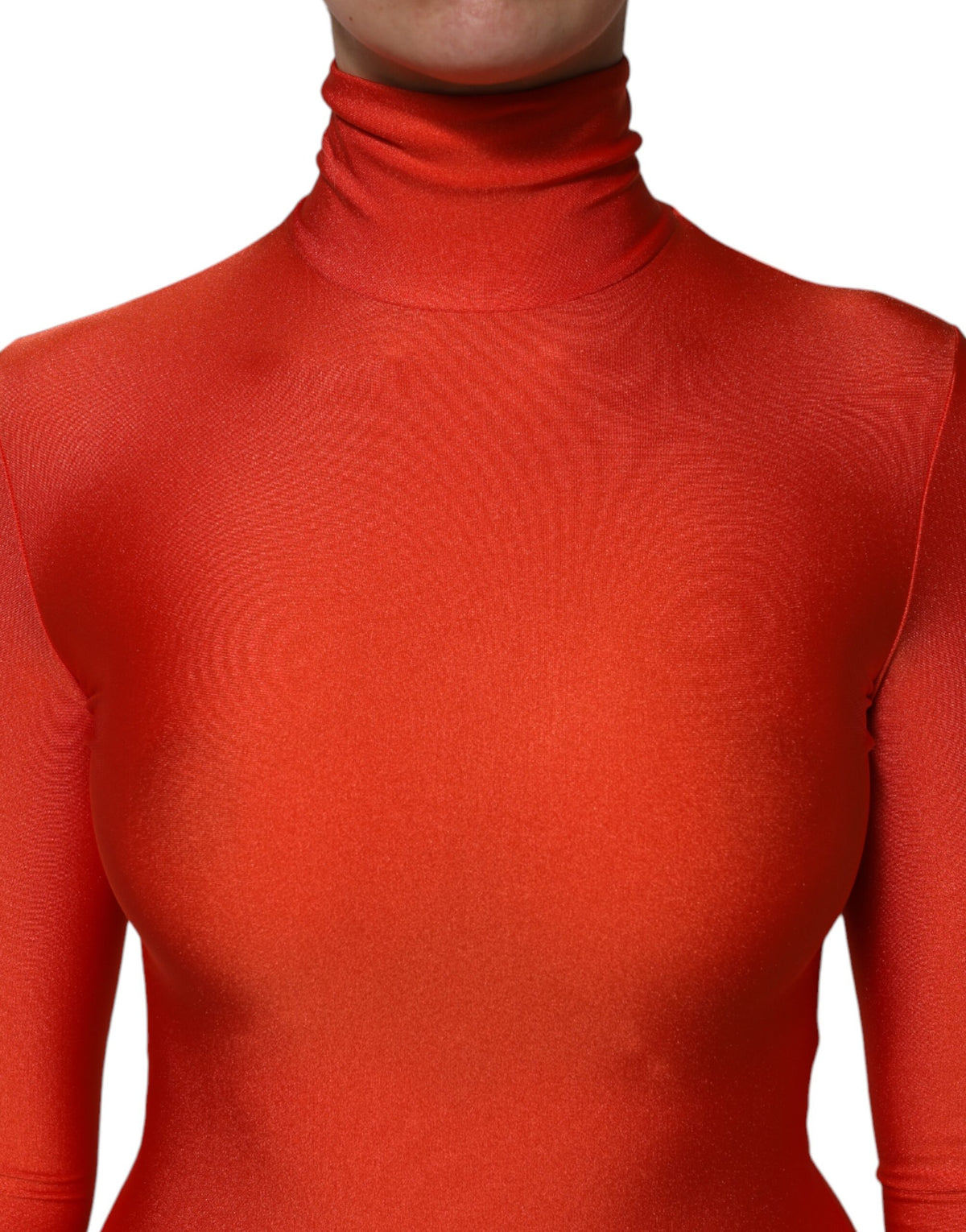 Dolce & Gabbana Red Nylon Turtleneck Bodycon Jumpsuit Women's Dress