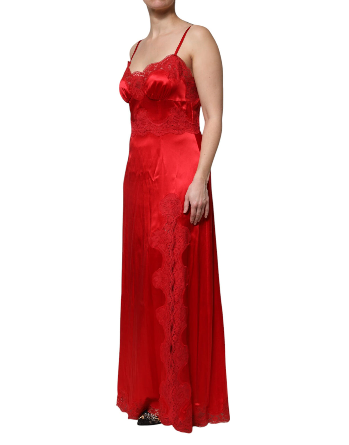 Dolce & Gabbana Red Silk Sleeveless Maxi Long Women's Dress