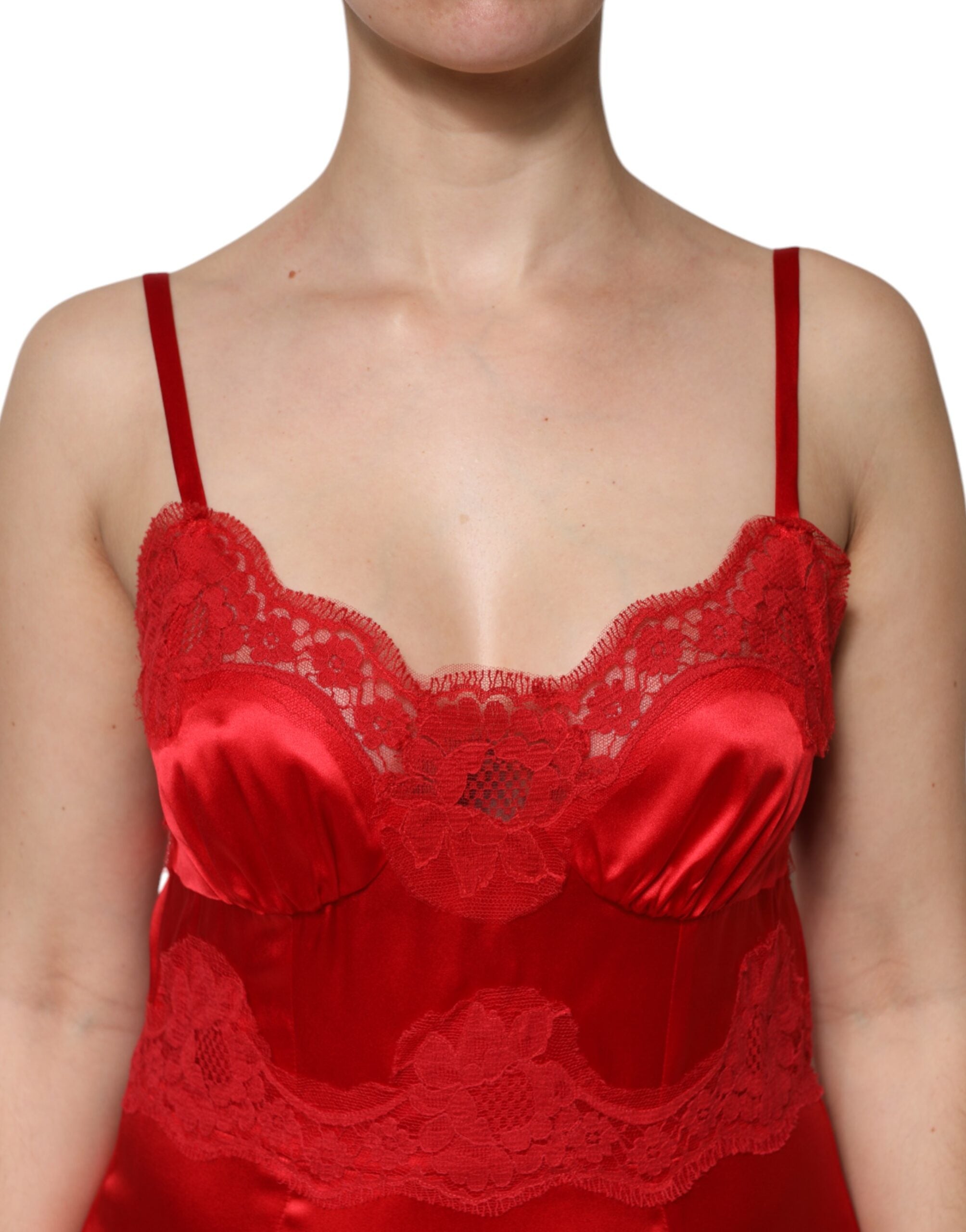 Dolce & Gabbana Red Silk Sleeveless Maxi Long Women's Dress