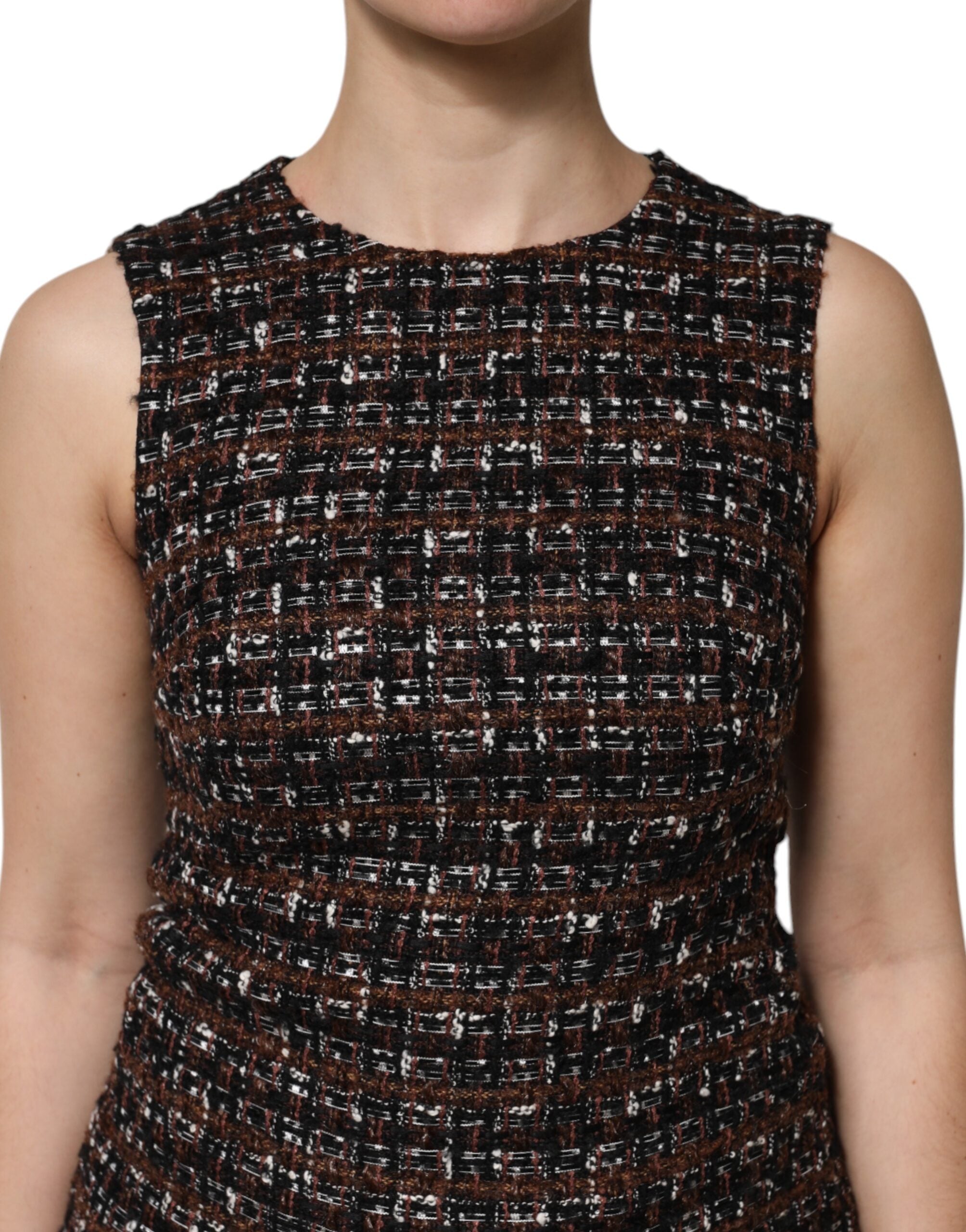 Dolce & Gabbana Multicolor Sleeveless Mini Tweed A-line Women's Dress