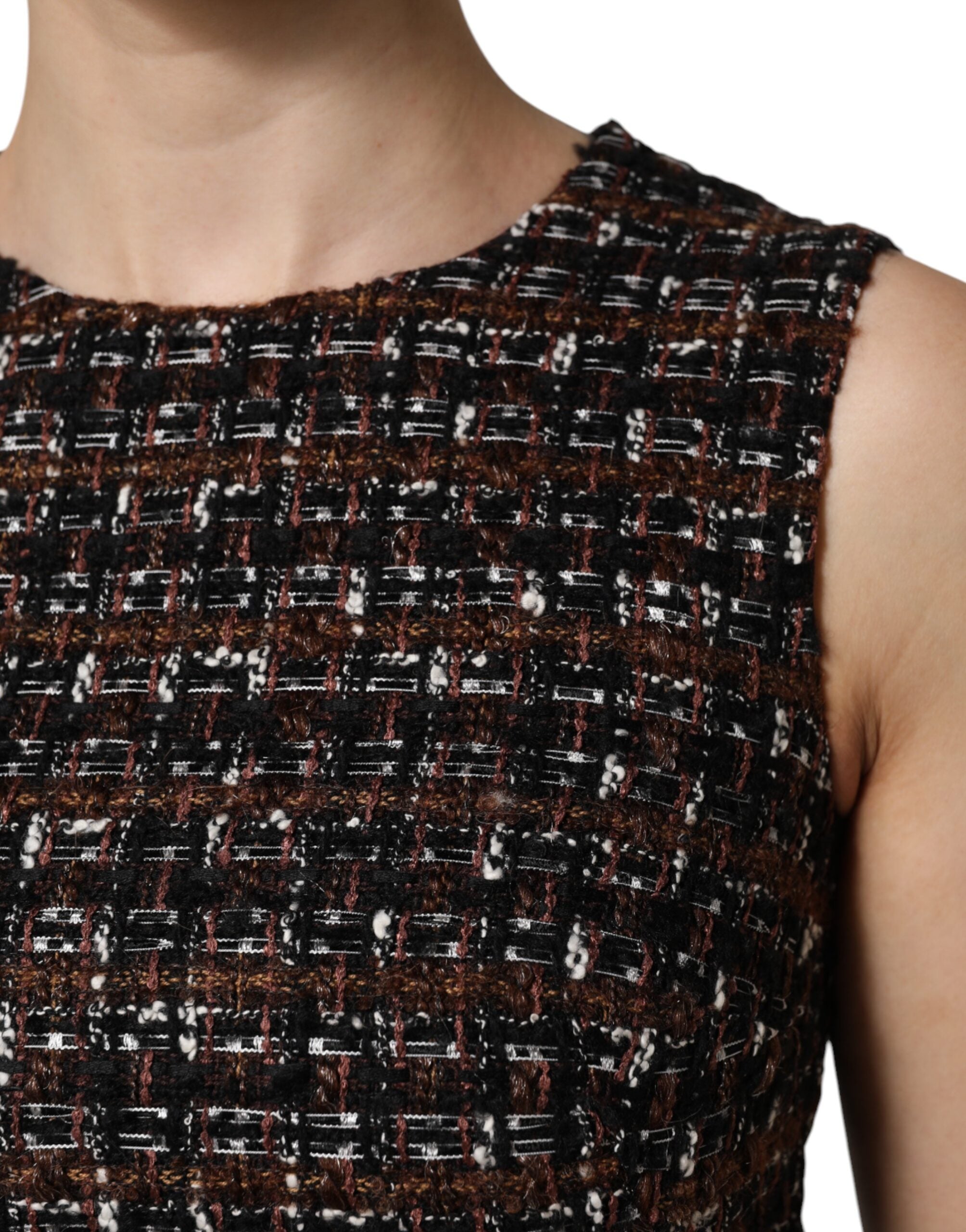 Dolce & Gabbana Multicolor Sleeveless Mini Tweed A-line Women's Dress