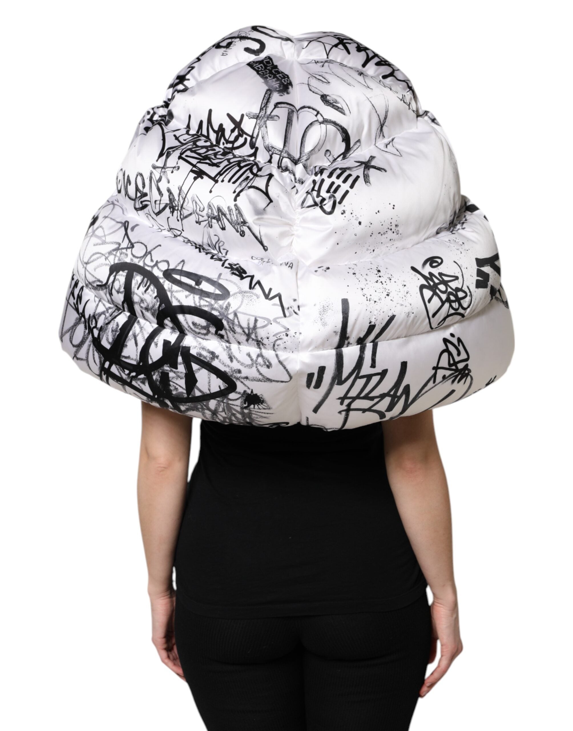 Dolce & Gabbana White Polyester Printed Hood Quilted Women's Hat