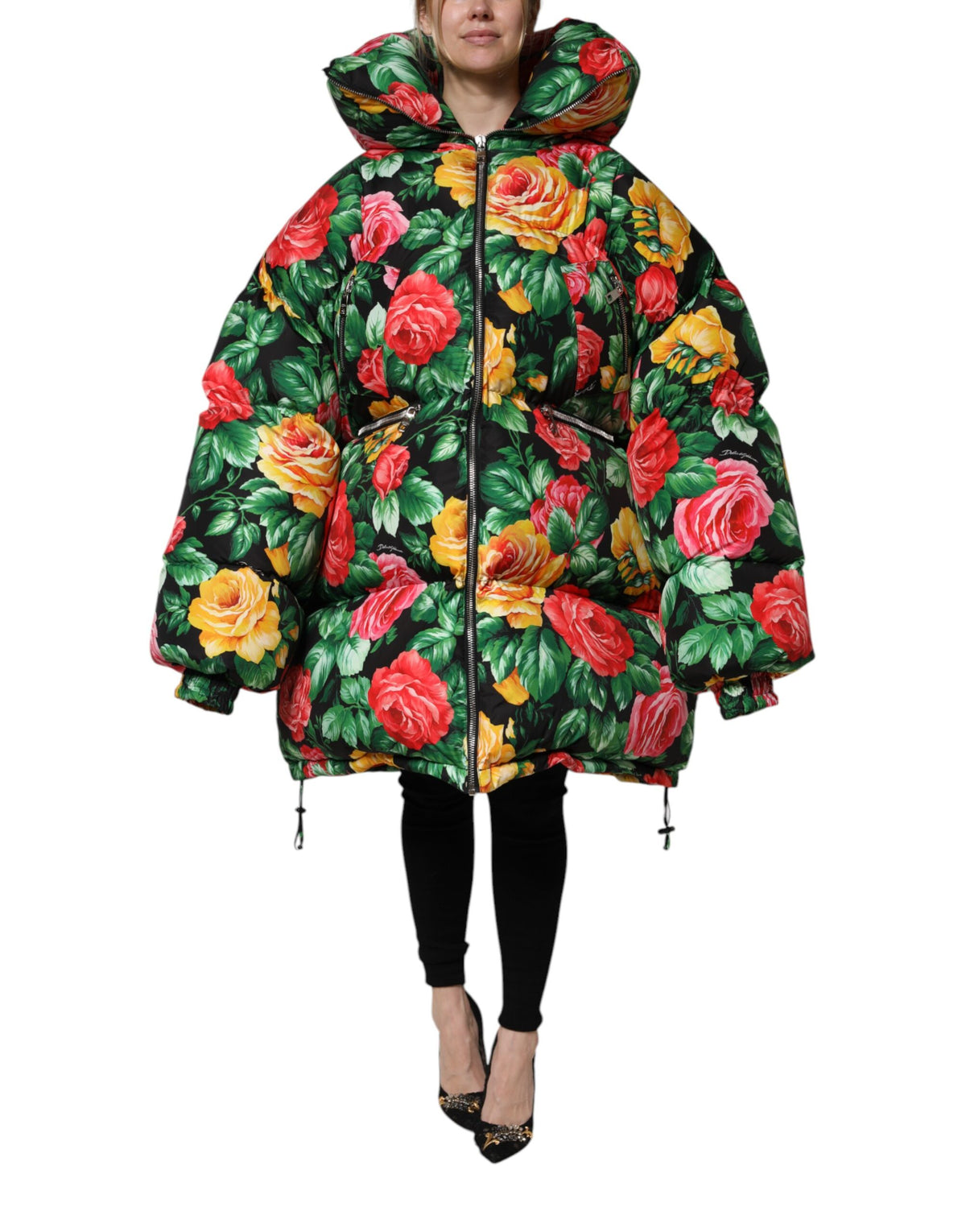 Dolce & Gabbana Multicolor Floral Puffer Hooded Women's Jacket