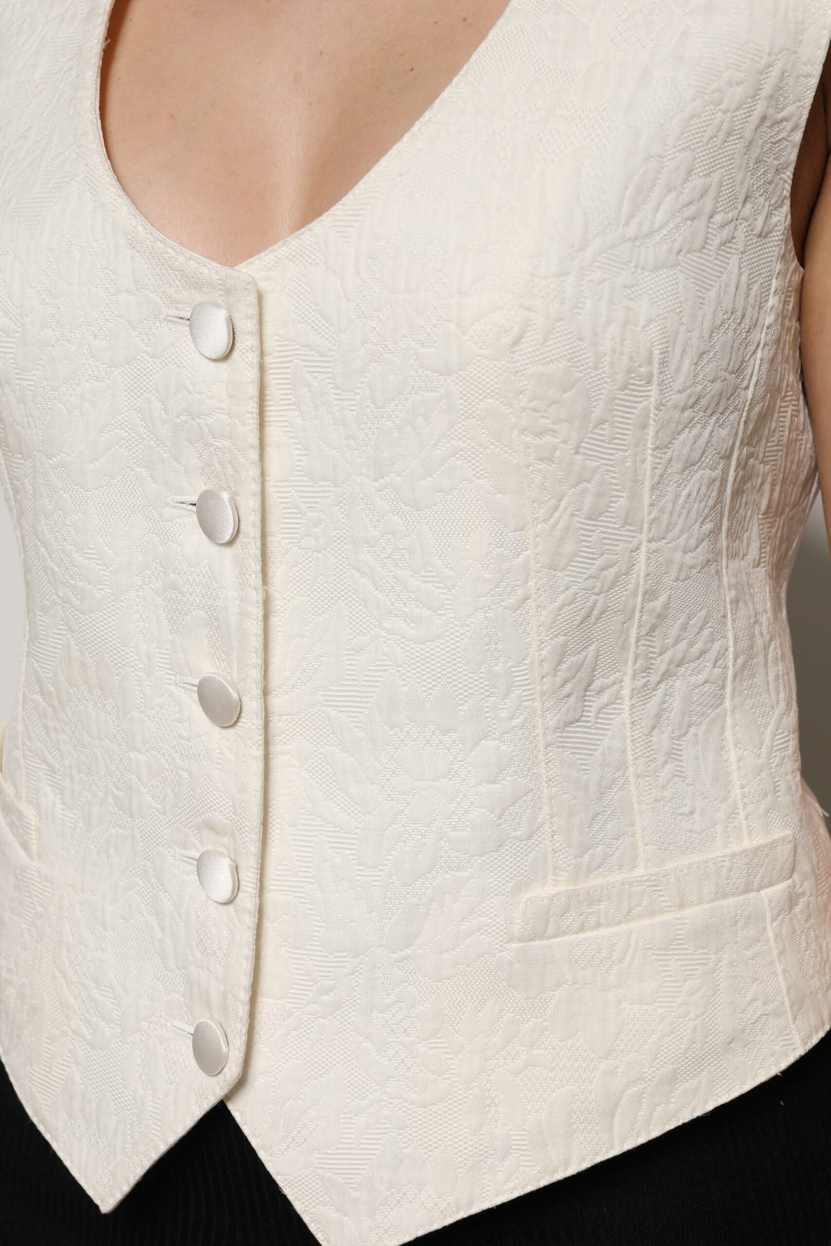 Dolce & Gabbana Ivory Cotton Button Down Sleeveless Vest Women's Top