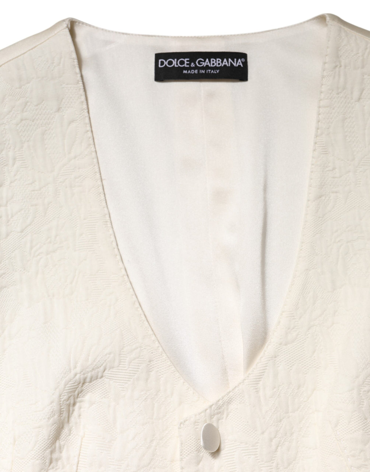 Dolce & Gabbana Ivory Cotton Button Down Sleeveless Vest Women's Top