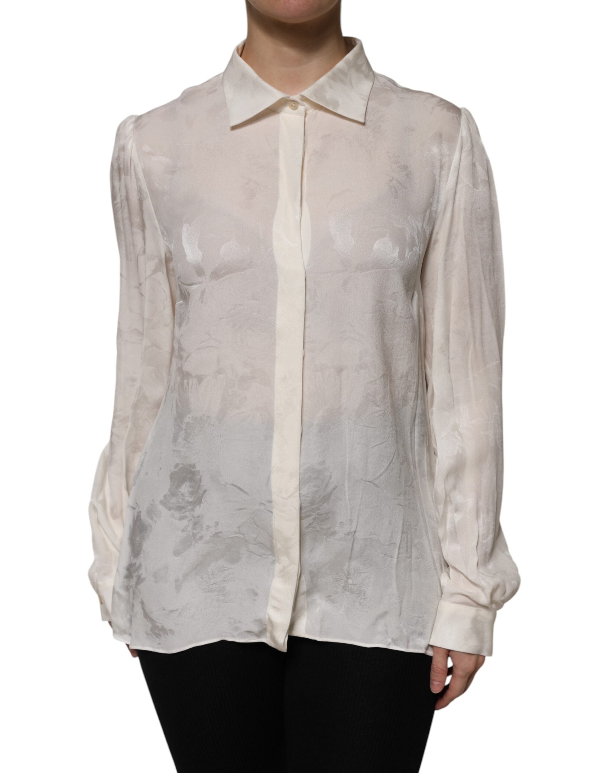 Dolce & Gabbana White Button Down Long Sleeves Blouse Women's Top (Pre-Owned)