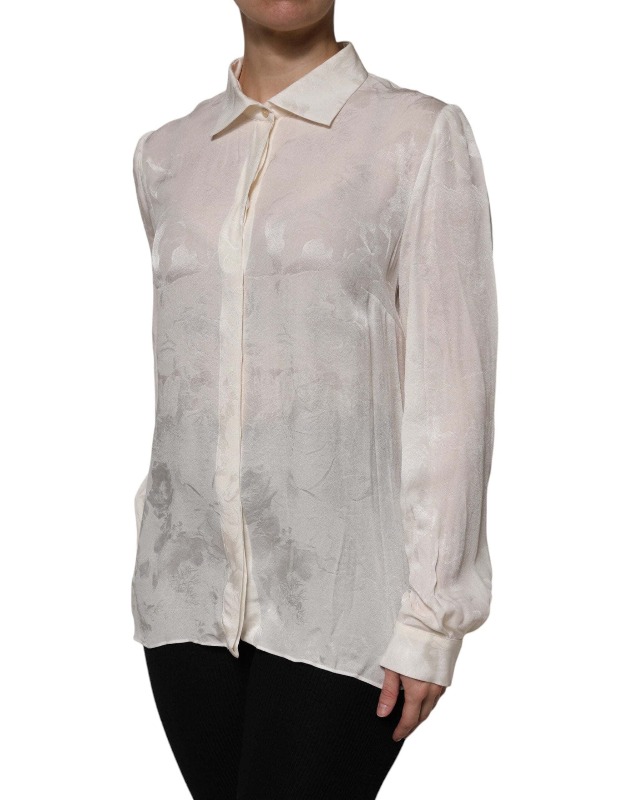 Dolce & Gabbana White Button Down Long Sleeves Blouse Women's Top (Pre-Owned)