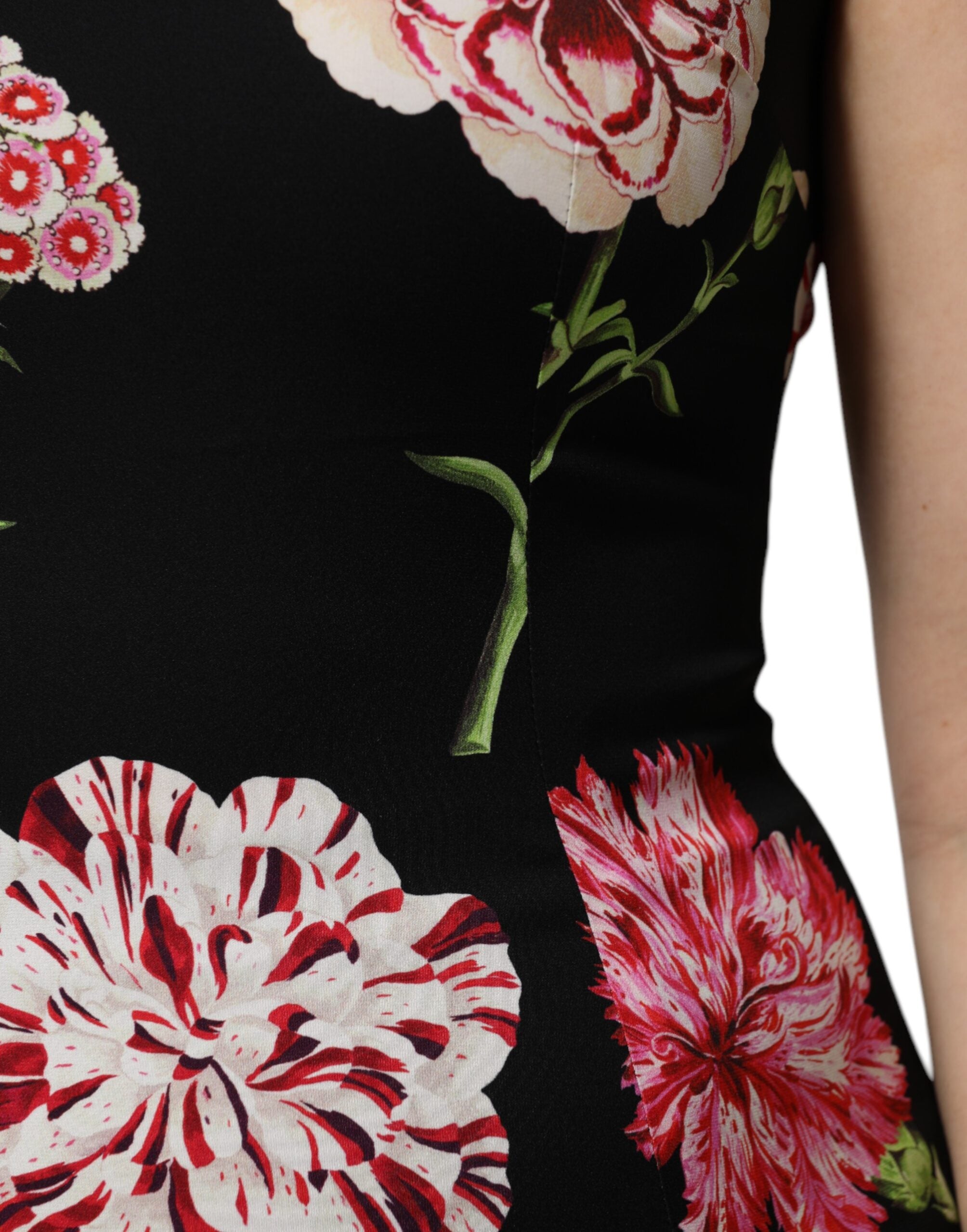 Dolce & Gabbana Black Floral Print Sleeveless Tank Blouse Women's Top
