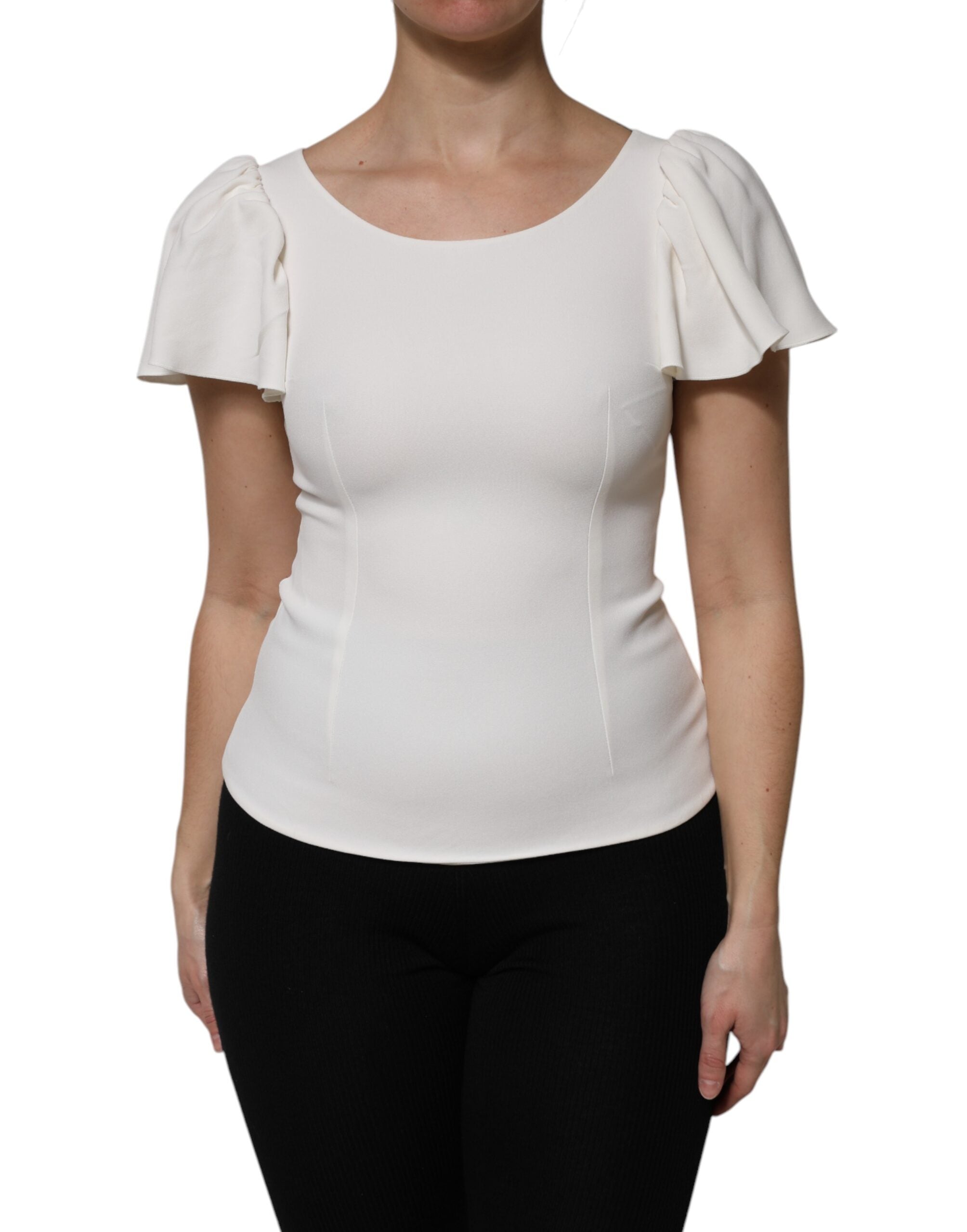 Dolce & Gabbana White Viscose Round Neck Short Sleeves Women's Top