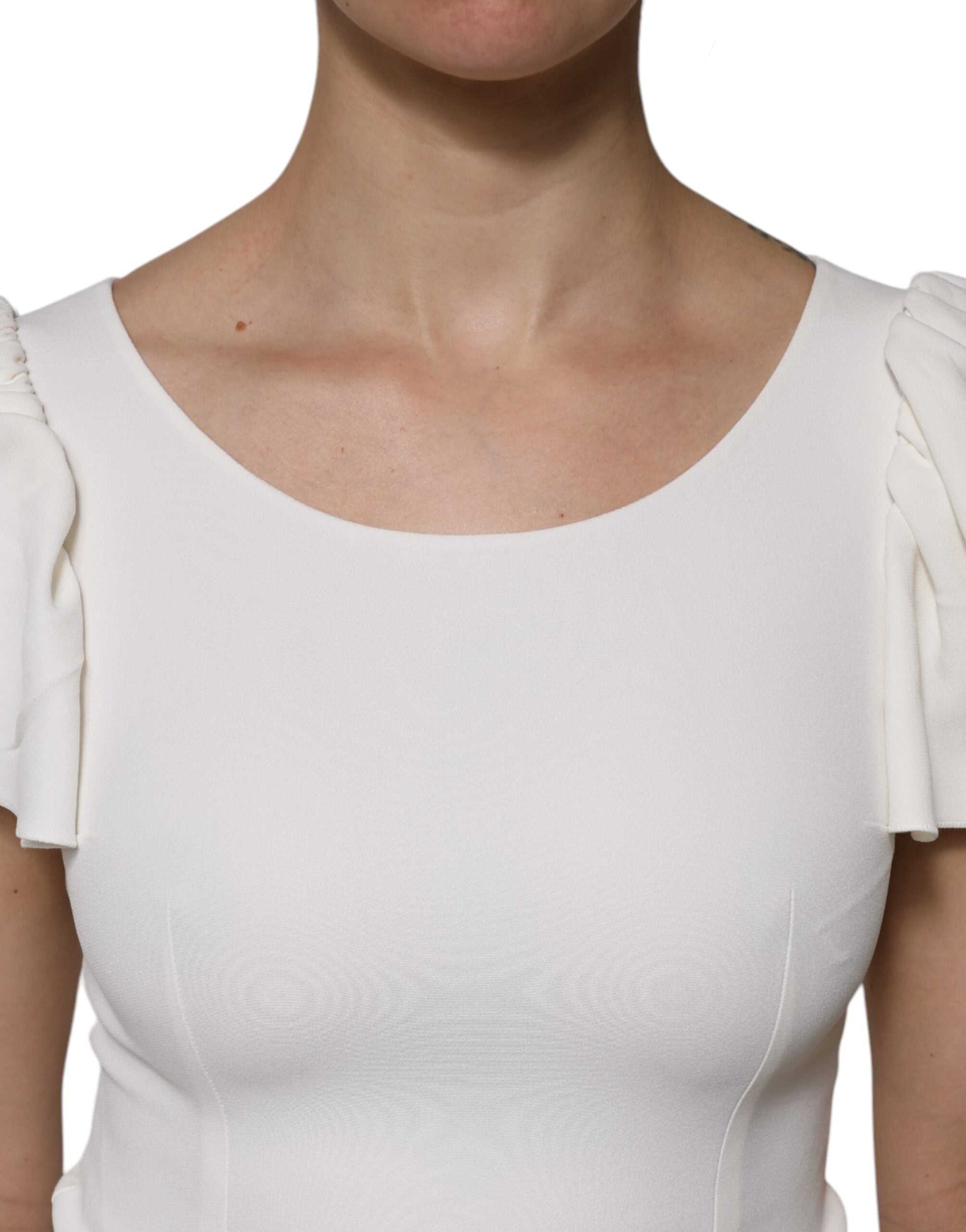 Dolce & Gabbana White Viscose Round Neck Short Sleeves Women's Top