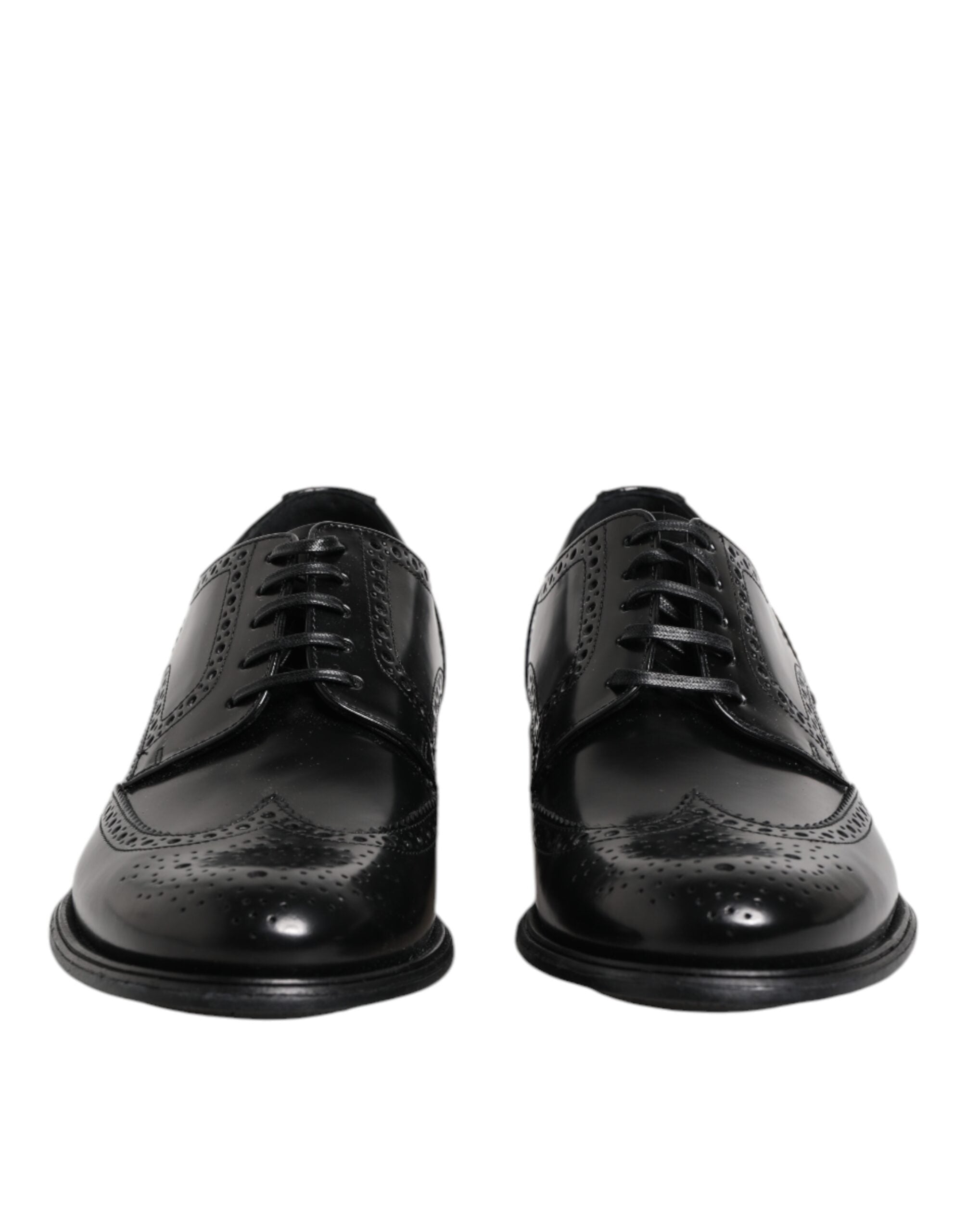 Dolce & Gabbana Black Leather Derby Wingtip Formal Men's Shoes