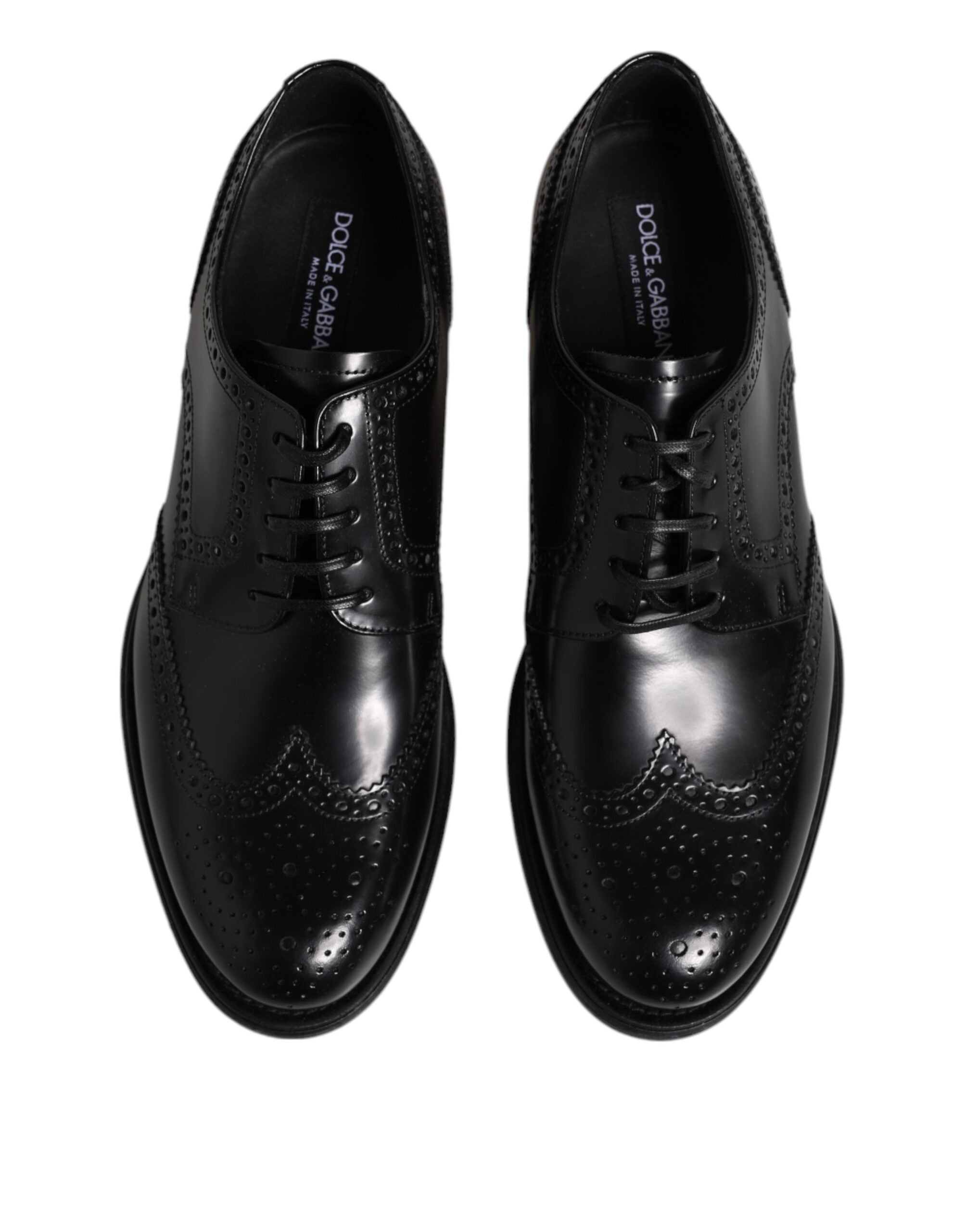 Dolce & Gabbana Black Leather Derby Wingtip Formal Men's Shoes