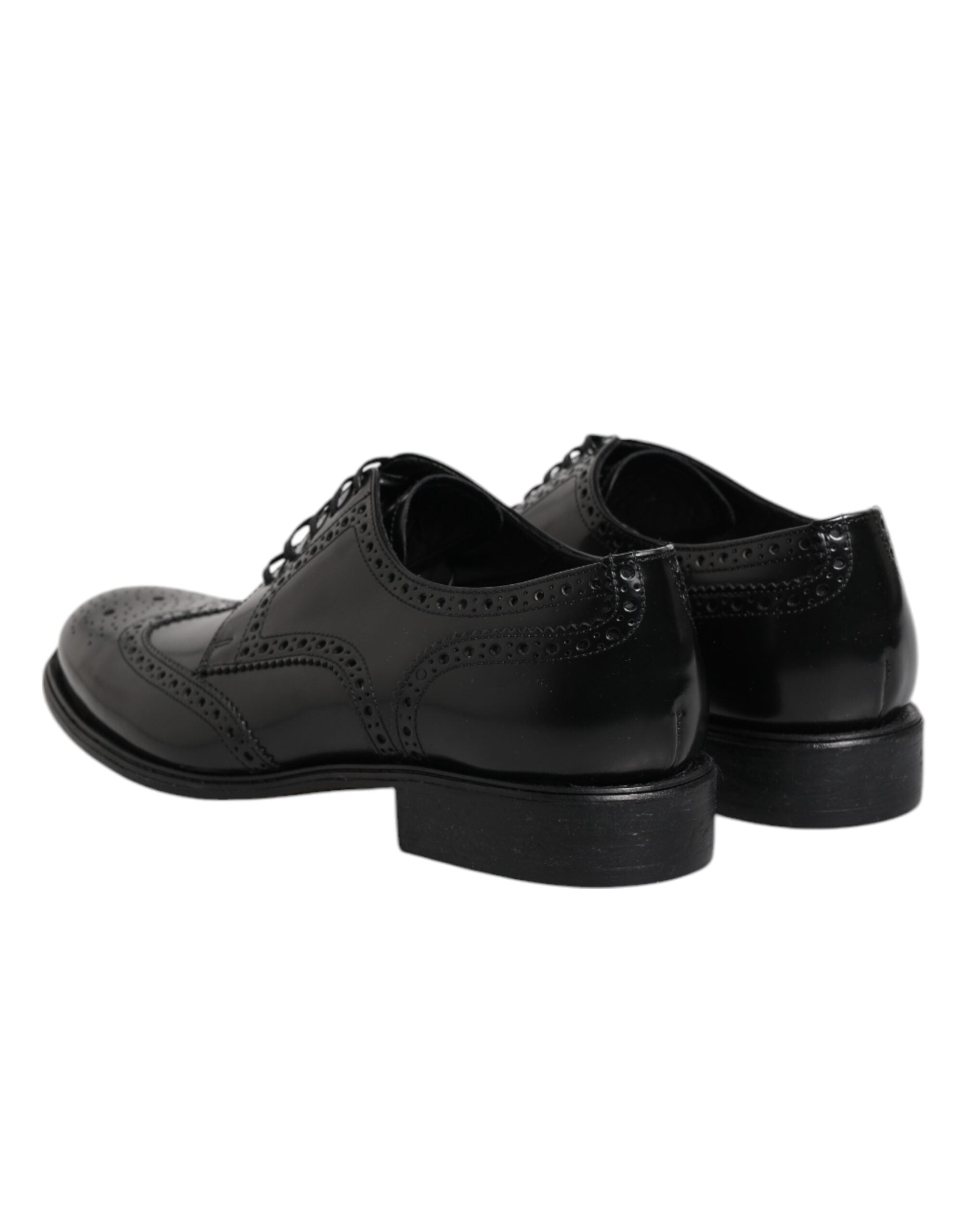 Dolce & Gabbana Black Leather Derby Wingtip Formal Men's Shoes