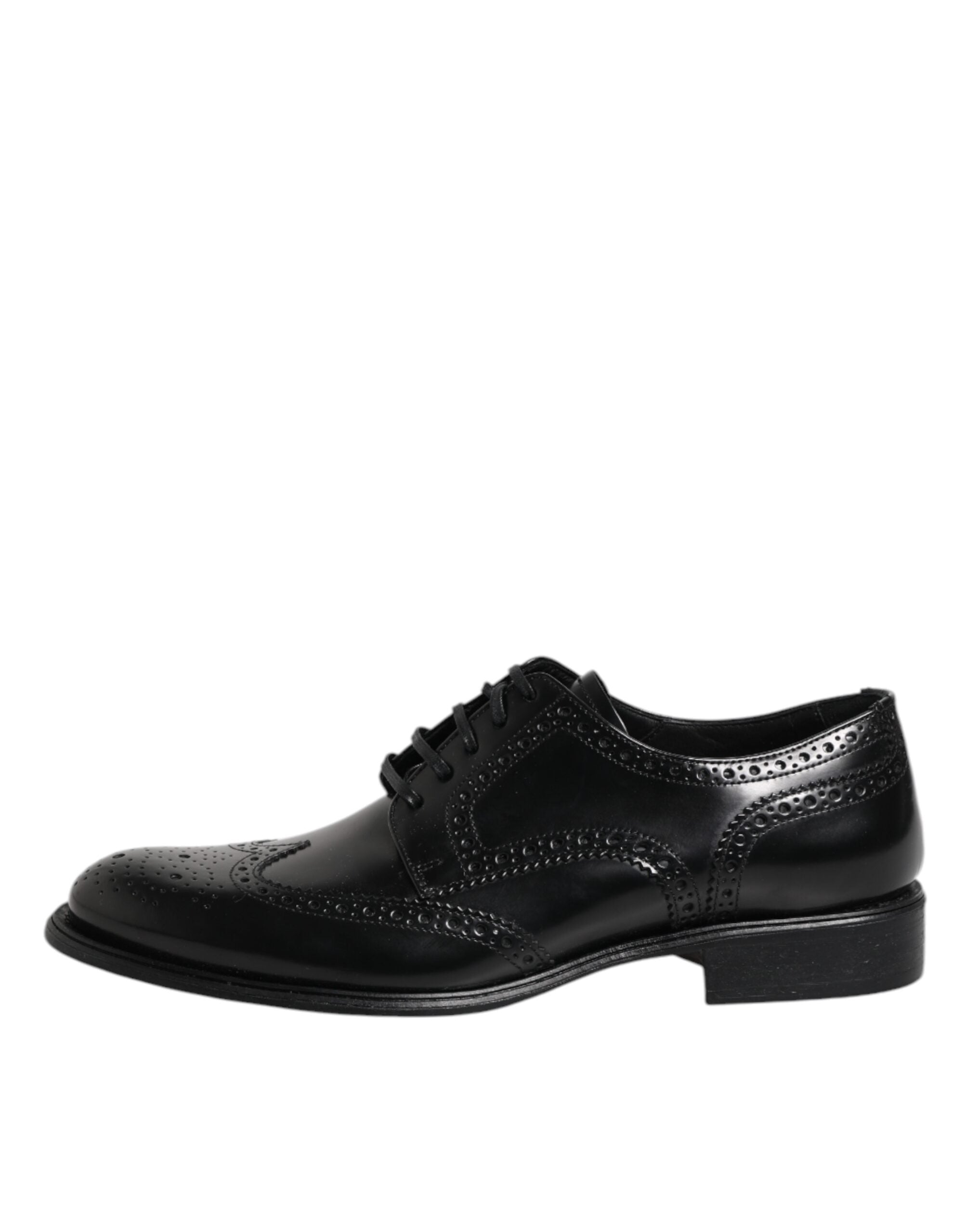 Dolce & Gabbana Black Leather Derby Wingtip Formal Men's Shoes