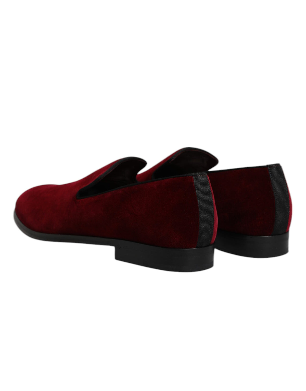 Dolce & Gabbana Red Cotton Velvet Slip On Loafers Formal Men's Shoes