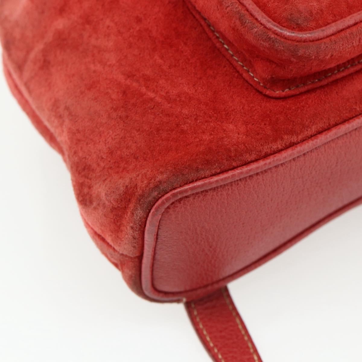 Gucci Gucci Bamboo Daim Red Suede Backpack Bag (Pre-Owned)