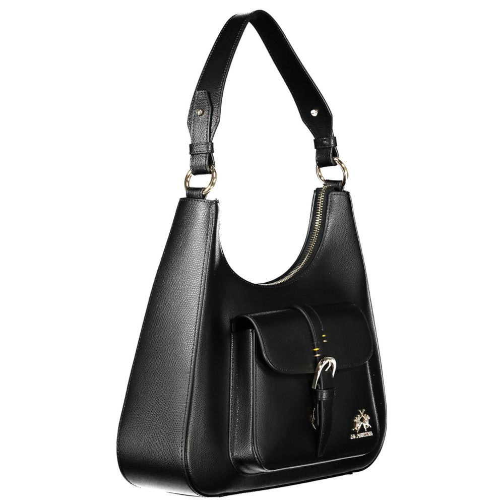 La Martina Black Leather Women's Shoulder Women's Bag
