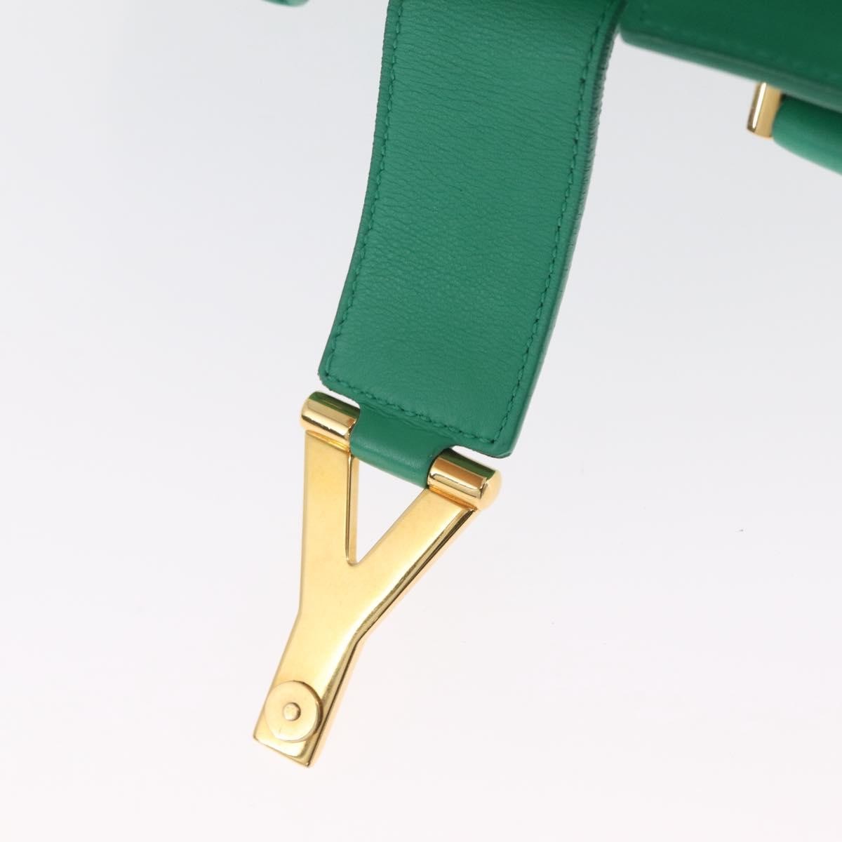 Saint Laurent Classic Y Cabas Leather Green Leather Tote Bag Bag (Pre-Owned)