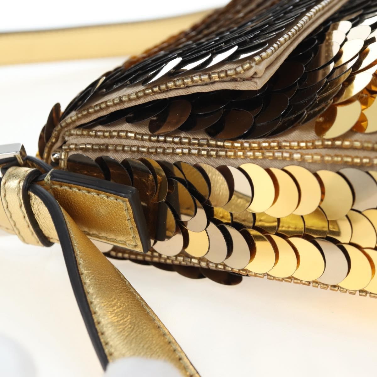 Fendi Mamma Baguette Zucca Jacquard Velvet Gold Leather Shoulder Bag Bag (Pre-Owned)