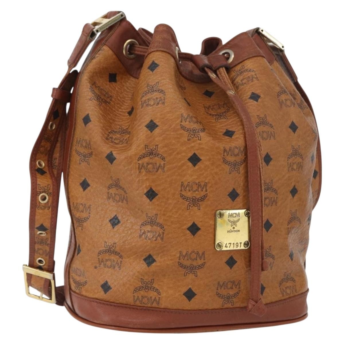MCM Visetos Canvas Brown Canvas Shoulder Bag Bag (Pre-Owned)