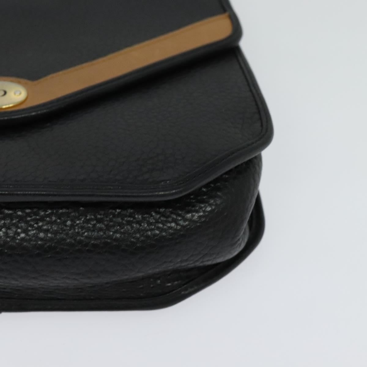 Christian Dior Vintage Cd Flap Leather Black Leather Shoulder Bag Bag (Pre-Owned)
