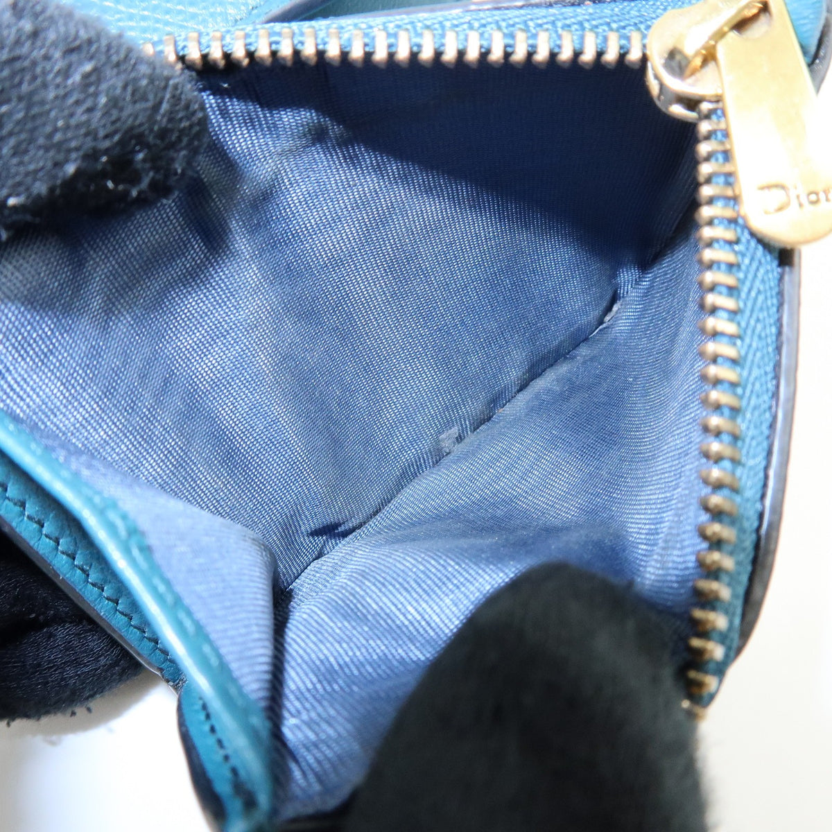 Christian Dior Saddle Flap Leather Blue Leather Wallets Accessory (Pre-Owned)