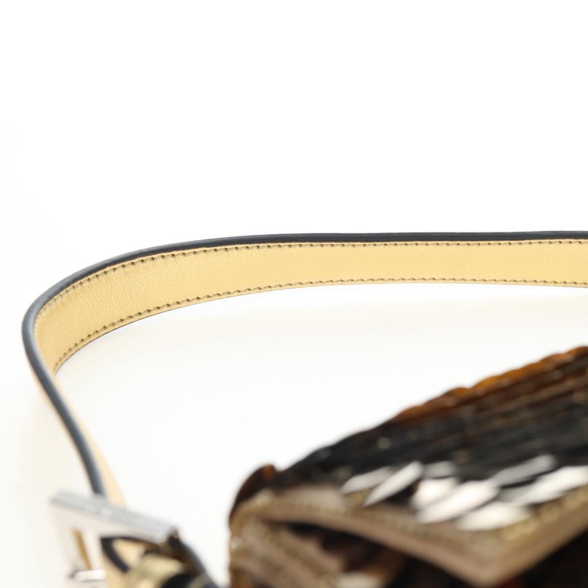 Fendi Mamma Baguette Zucca Jacquard Velvet Gold Leather Shoulder Bag Bag (Pre-Owned)