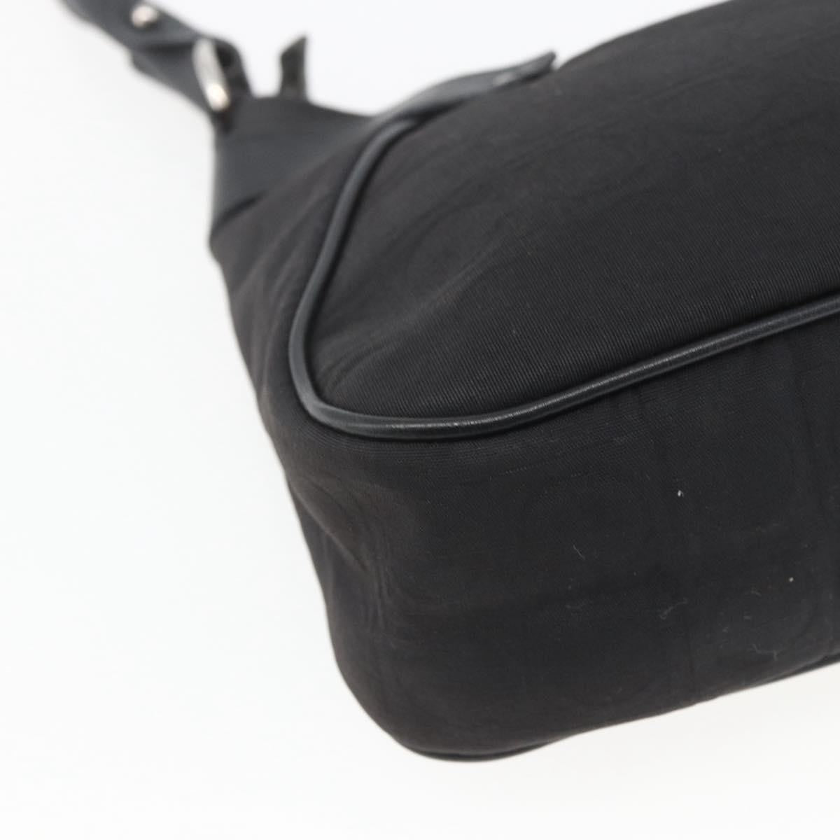Salvatore Ferragamo Vintage Gancini Hobo Leather Black Canvas Shoulder Bag Bag (Pre-Owned)