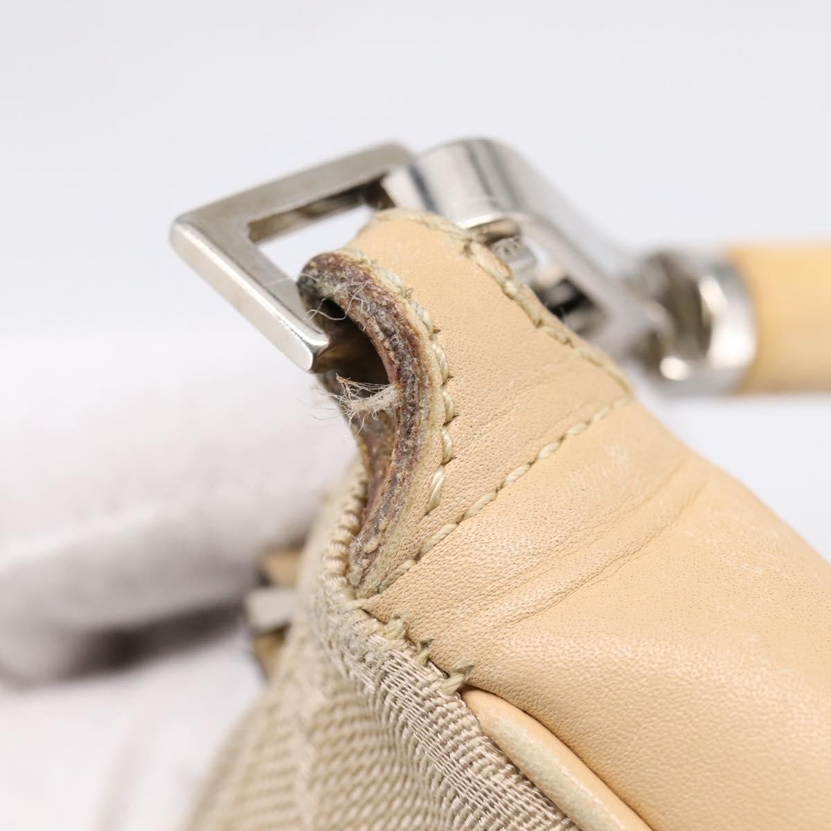 Gucci Bamboo Top Handle Gg Canvas Beige Canvas Handbag (Pre-Owned)