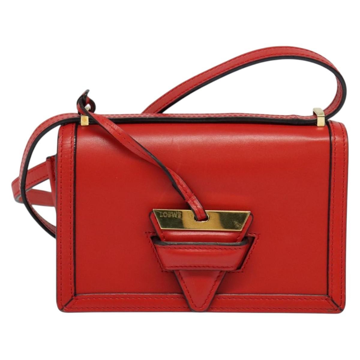 Loewe Barcelona Leather Red Leather Shoulder Bag Bag (Pre-Owned)