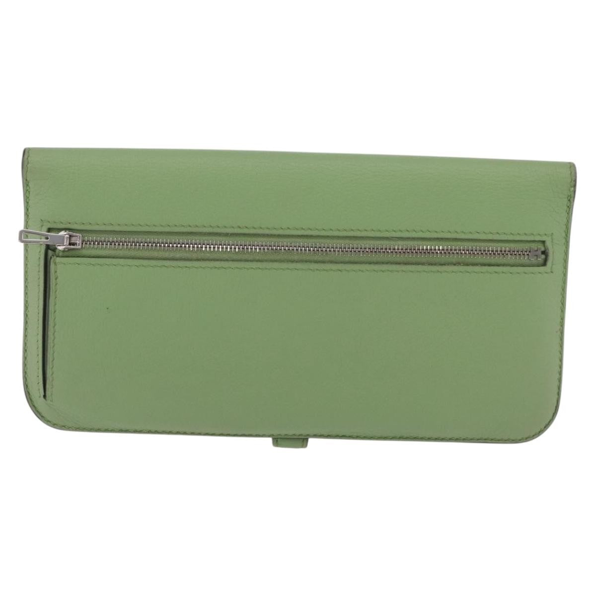Hermes Dogon Recto Verso Leather Green Leather Wallets Accessory (Pre-Owned)