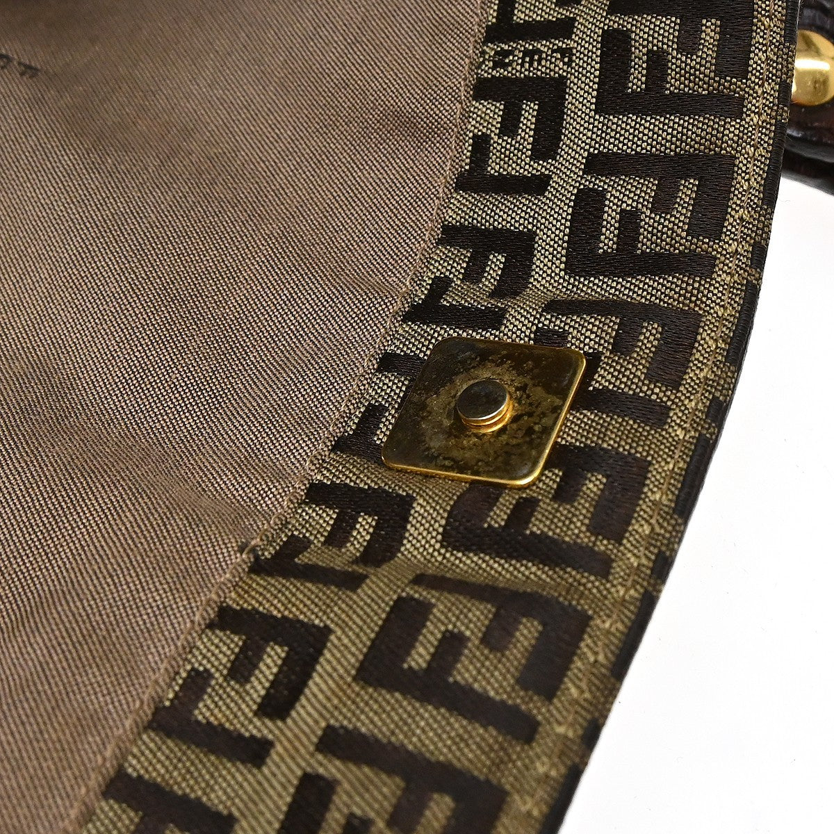 Fendi Open Tote Zucchino Canvas Brown Canvas Handbag (Pre-Owned)