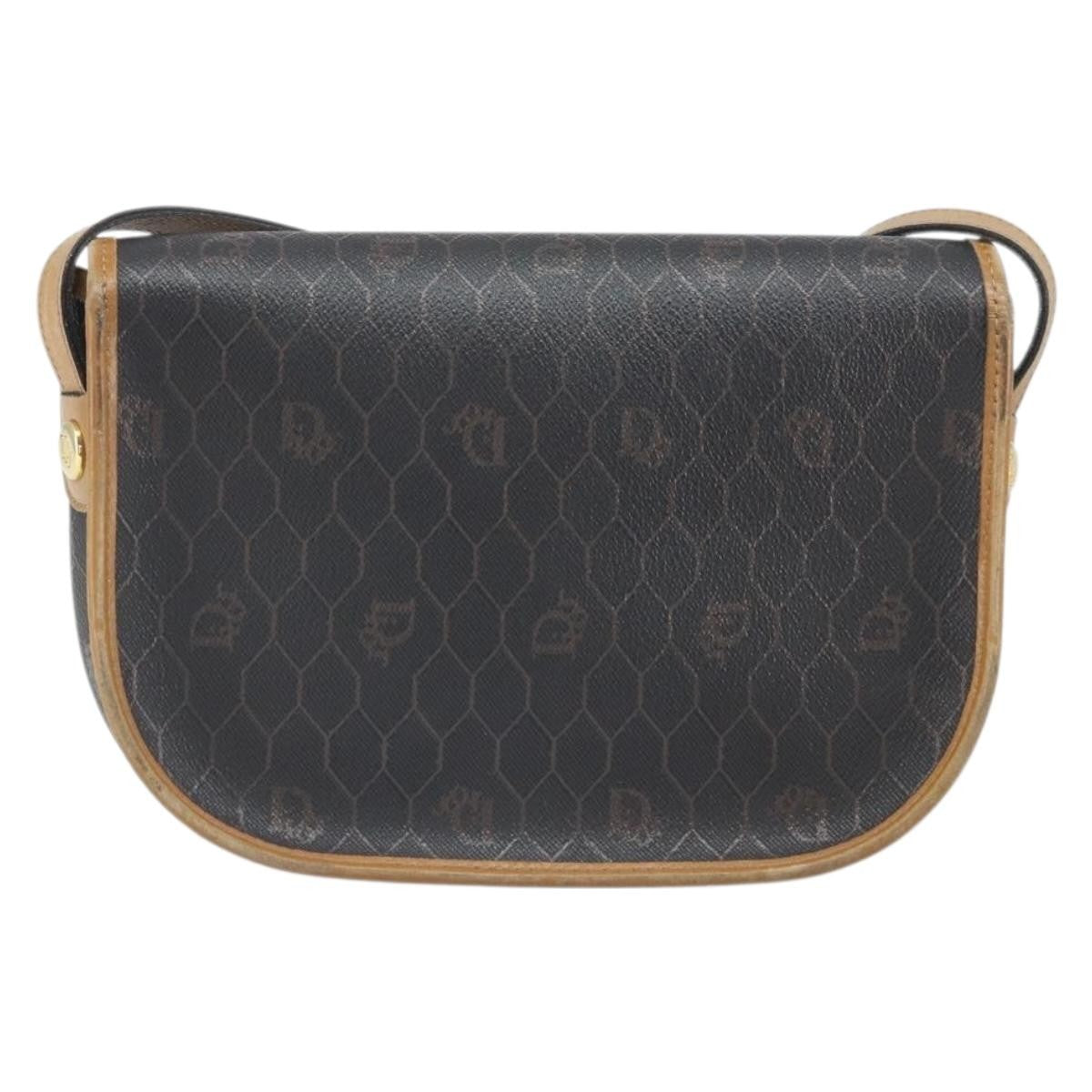 Christian Dior Vintage Honeycomb Canvas And Leather Black Canvas Shoulder Bag Bag (Pre-Owned)