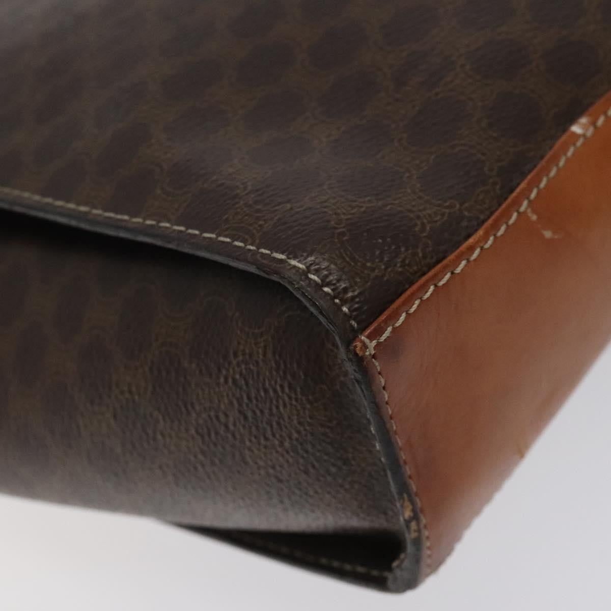 Celine Vintage Macadam Circle Logo Canvas And Leather Brown Canvas Shoulder Bag Bag (Pre-Owned)