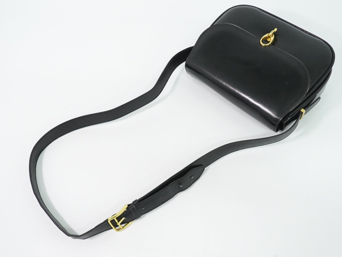 Celine Shoulder Leather Black Leather Shoulder Bag Bag (Pre-Owned)