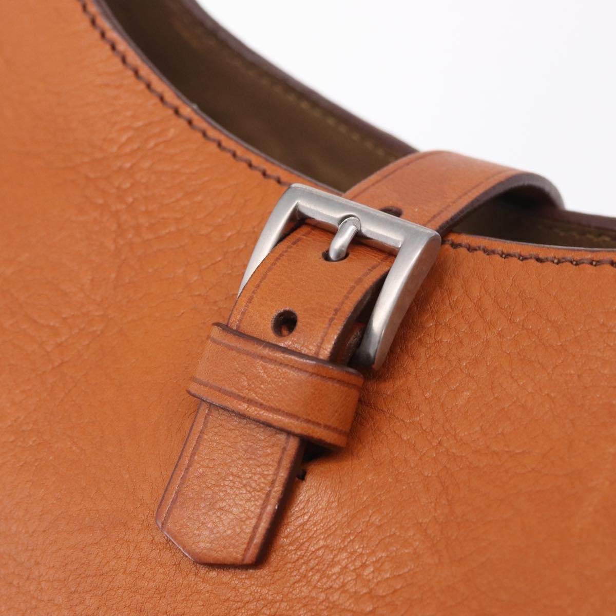 Prada Shoulder Leather Brown Leather Shoulder Bag Bag (Pre-Owned)