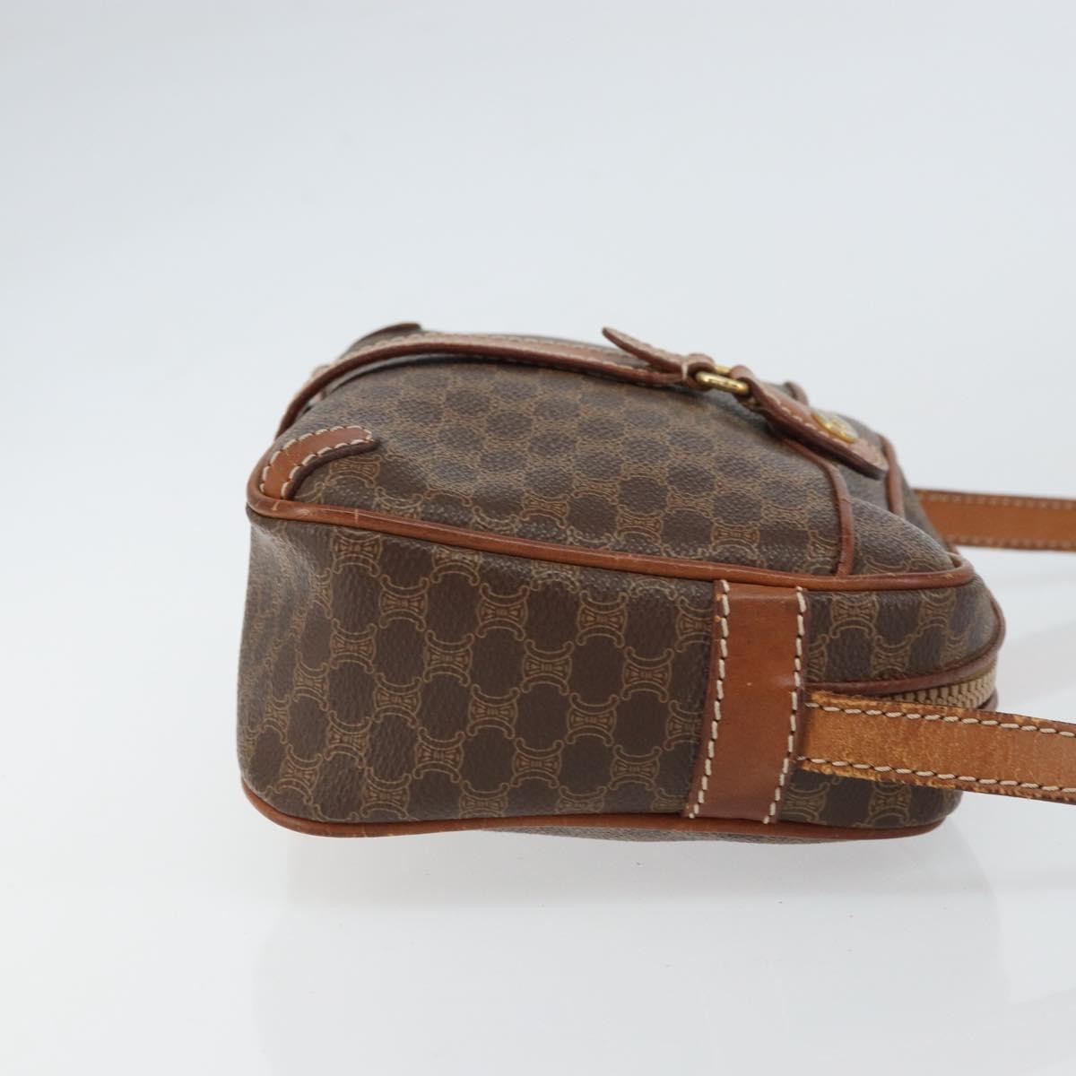 Celine Vintage Macadam Canvas And Leather Brown Canvas Shoulder Bag Bag (Pre-Owned)