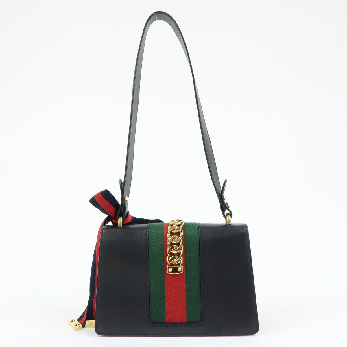 Gucci Sylvie Leather Black Leather Shoulder Bag Bag (Pre-Owned)