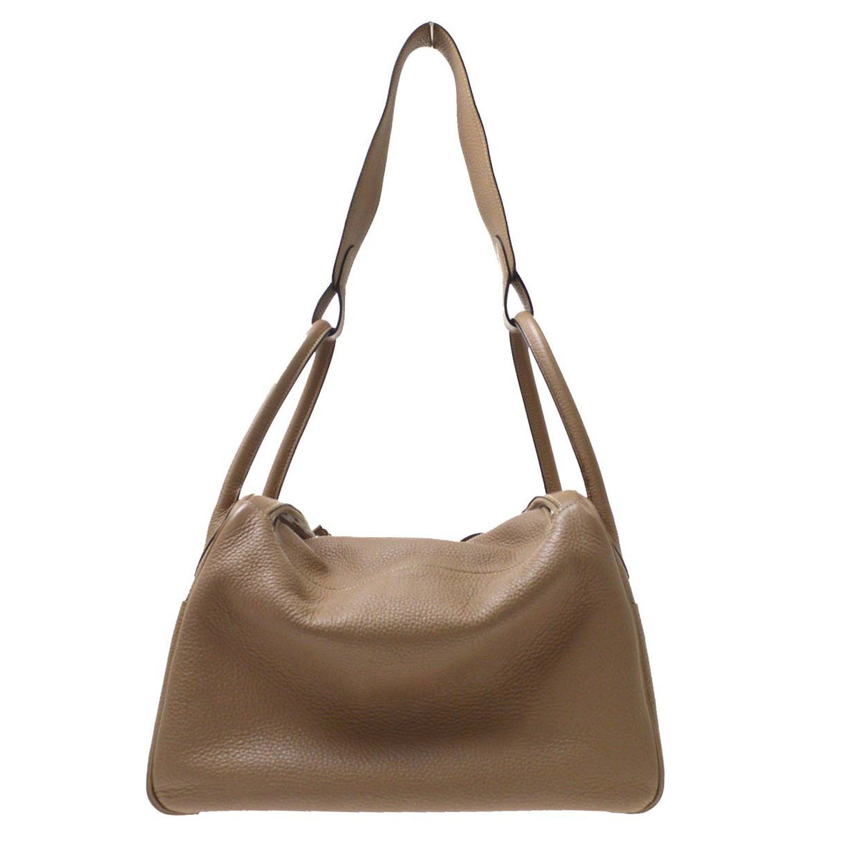 Hermes Lindy Clemence Gray Leather Handbag (Pre-Owned)