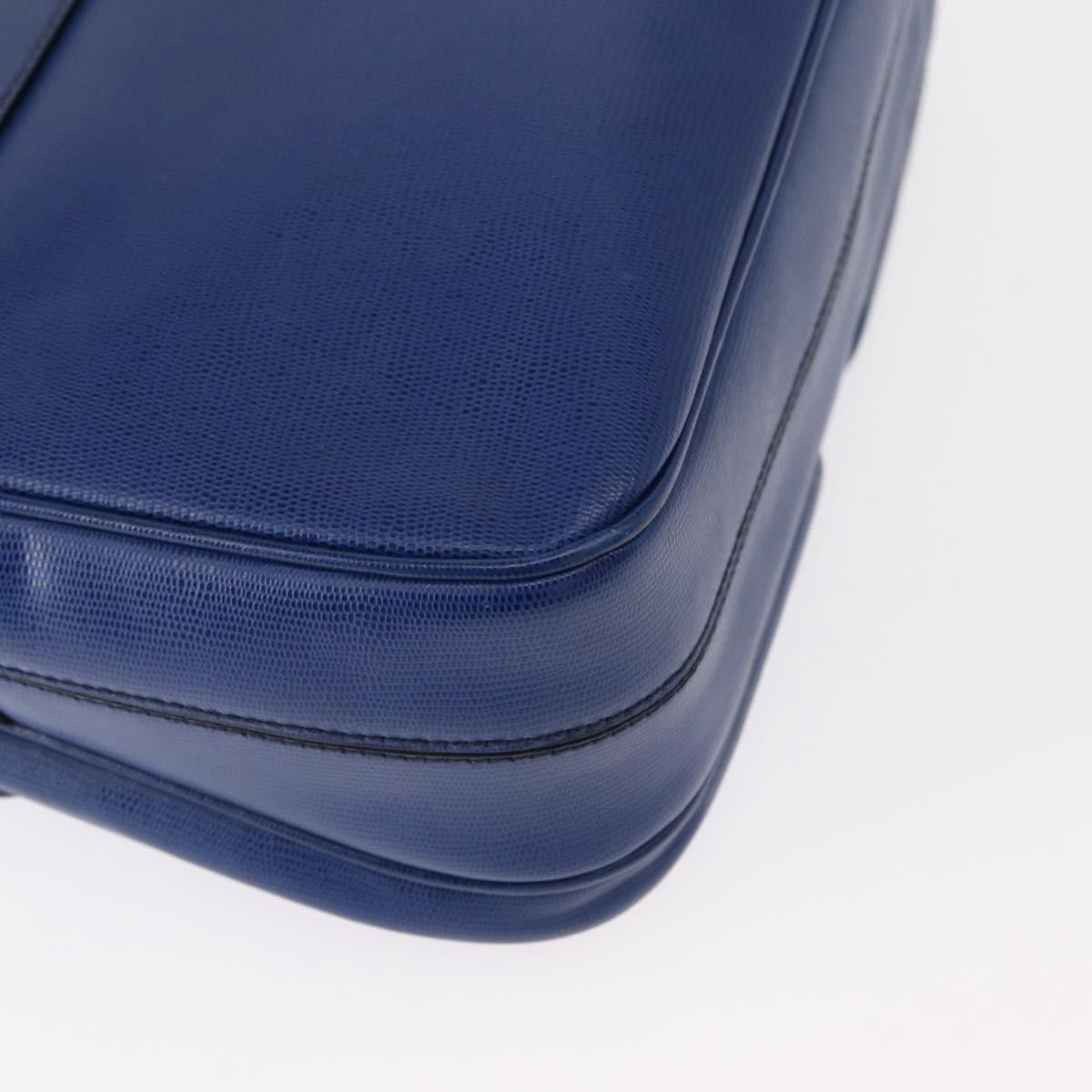Celine Vintage Circle Logo Leather Blue Leather Shoulder Bag Bag (Pre-Owned)