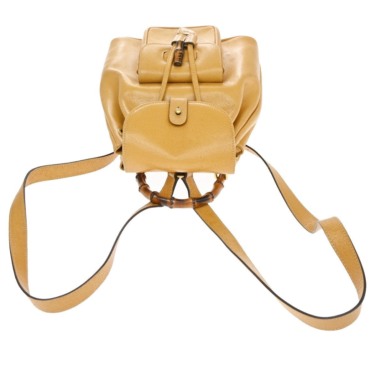 Gucci Vintage Bamboo Leather Yellow Leather Backpack Bag (Pre-Owned)