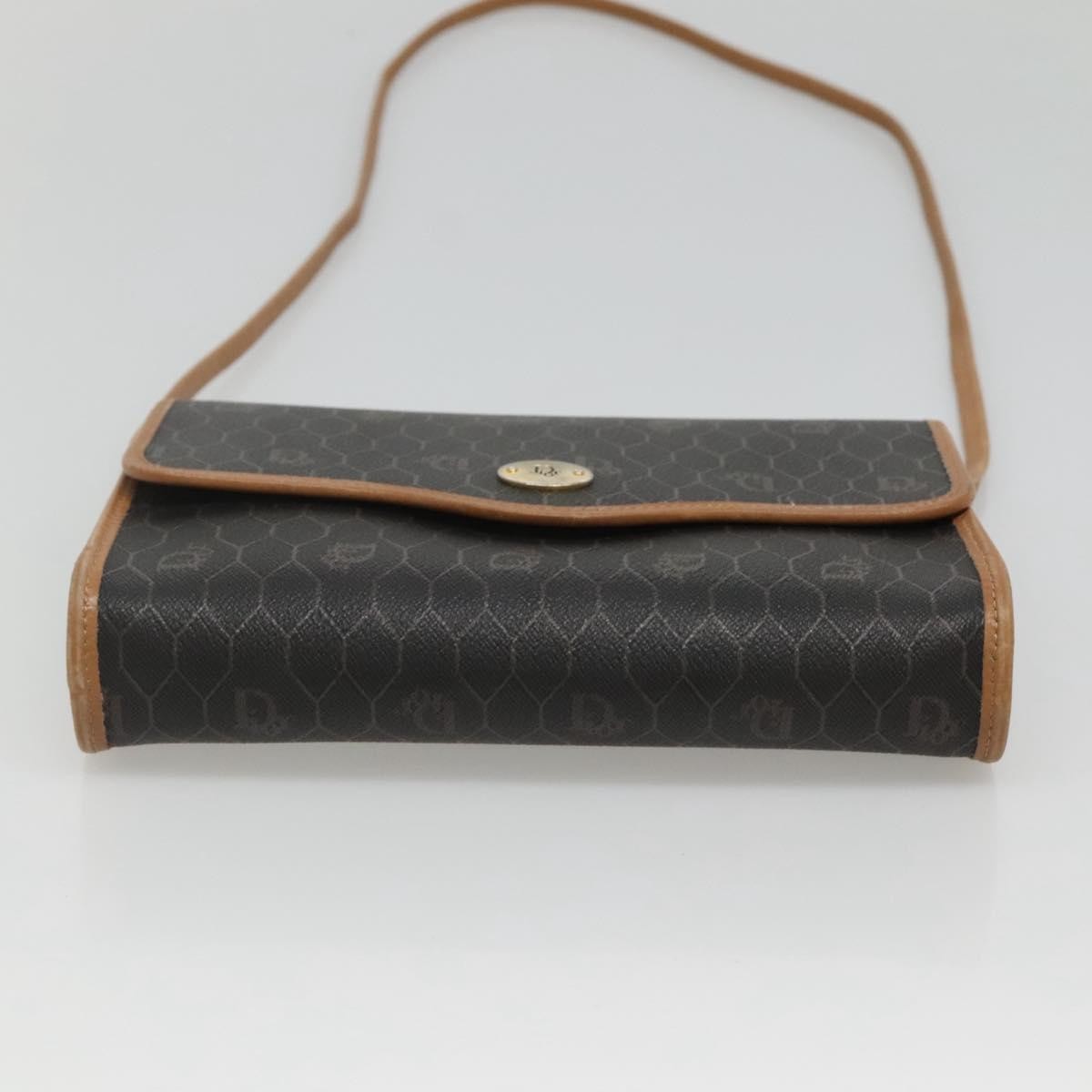Christian Dior Vintage Honeycomb Flap Coated Canvas Black Canvas Shoulder Bag Bag (Pre-Owned)