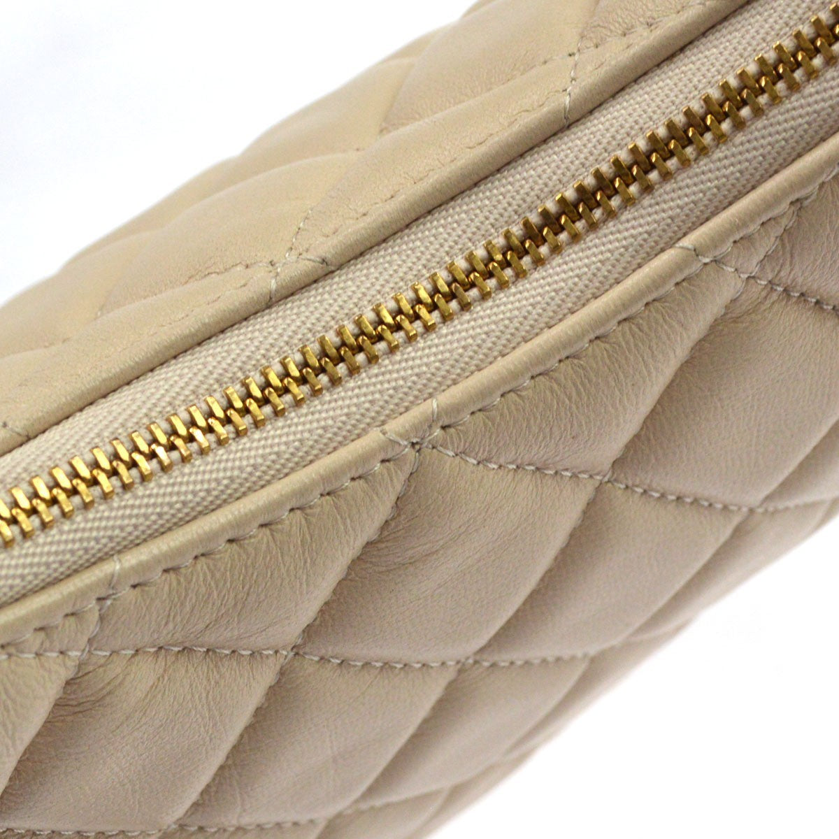 Chanel Chain Around Hook Hobo Quilted Lambskin Beige Leather Shoulder Bag Bag (Pre-Owned)