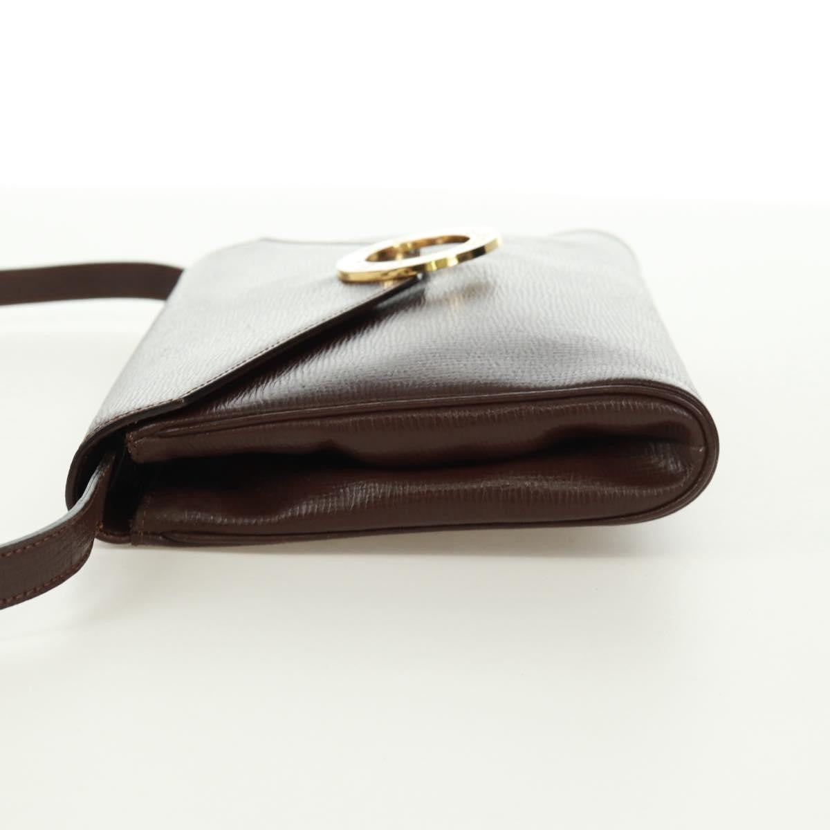 Celine Circle Logo Leather Brown Leather Shoulder Bag Bag (Pre-Owned)
