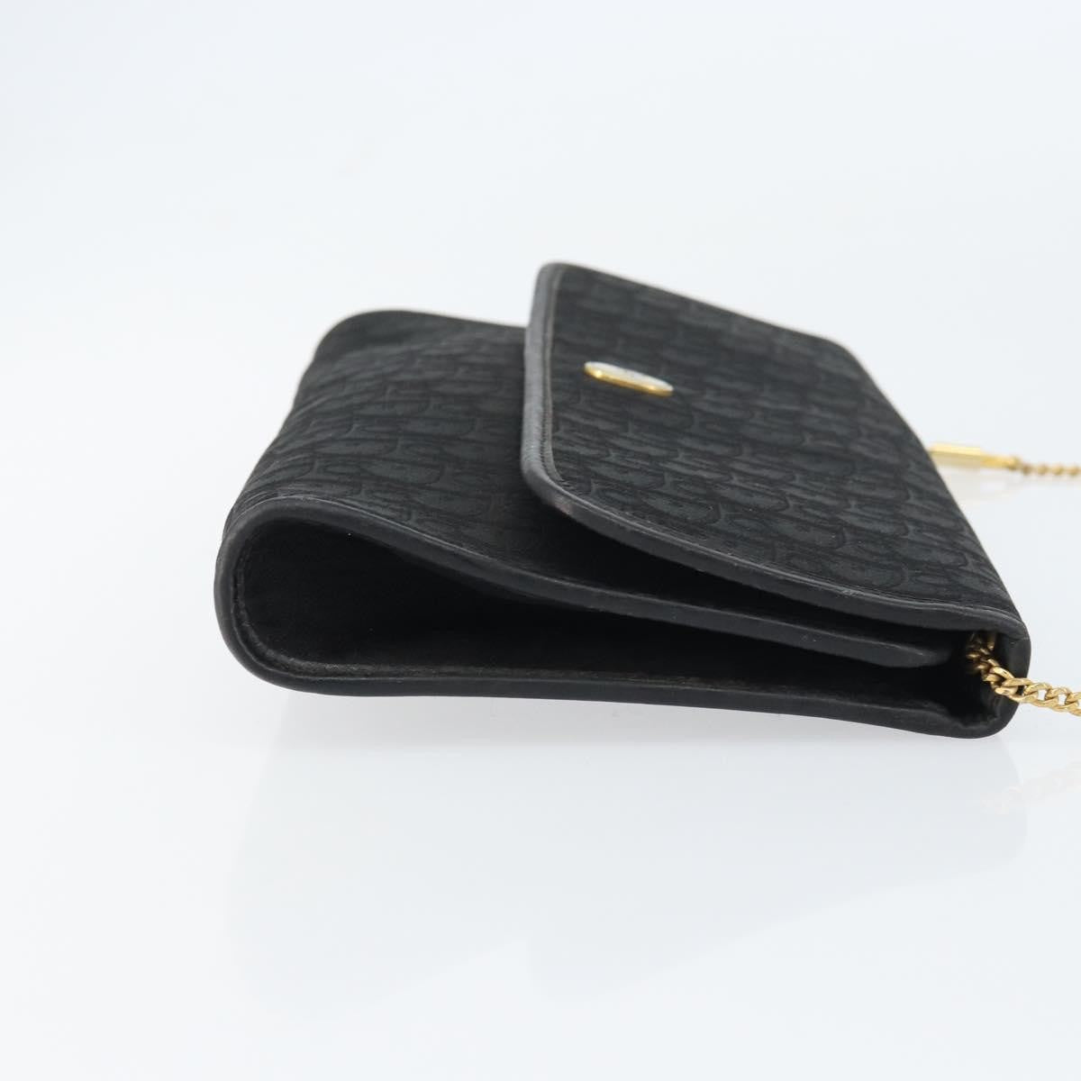 Christian Dior Vintage Chain Flap Diorissimo Canvas Black Canvas Shoulder Bag Bag (Pre-Owned)