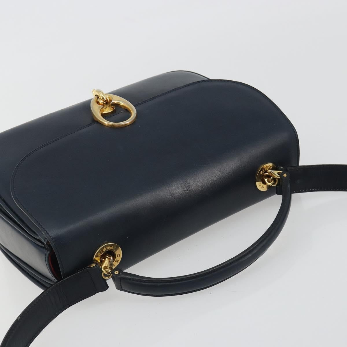 Celine Flap Shoulder Leather Navy Leather Shoulder Bag Bag (Pre-Owned)